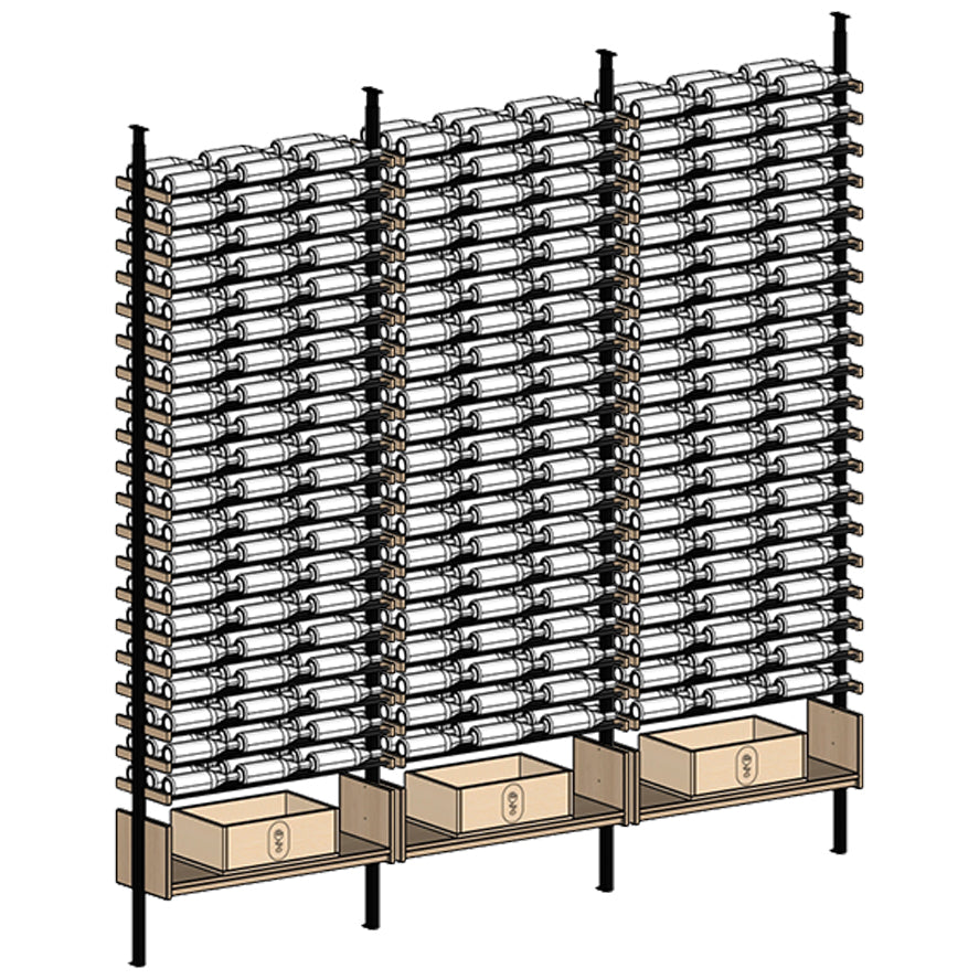 Premier Cru Wine Racks Premier Cru Modern - VinoCase - Triple Triple Triple (121 1/4" Wide) - 3 Bottles Deep