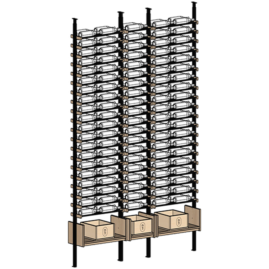 Premier Cru Wine Racks Premier Cru Modern - VinoCase - Double Single Double (73 1/4" Wide) - 2 Bottles Deep
