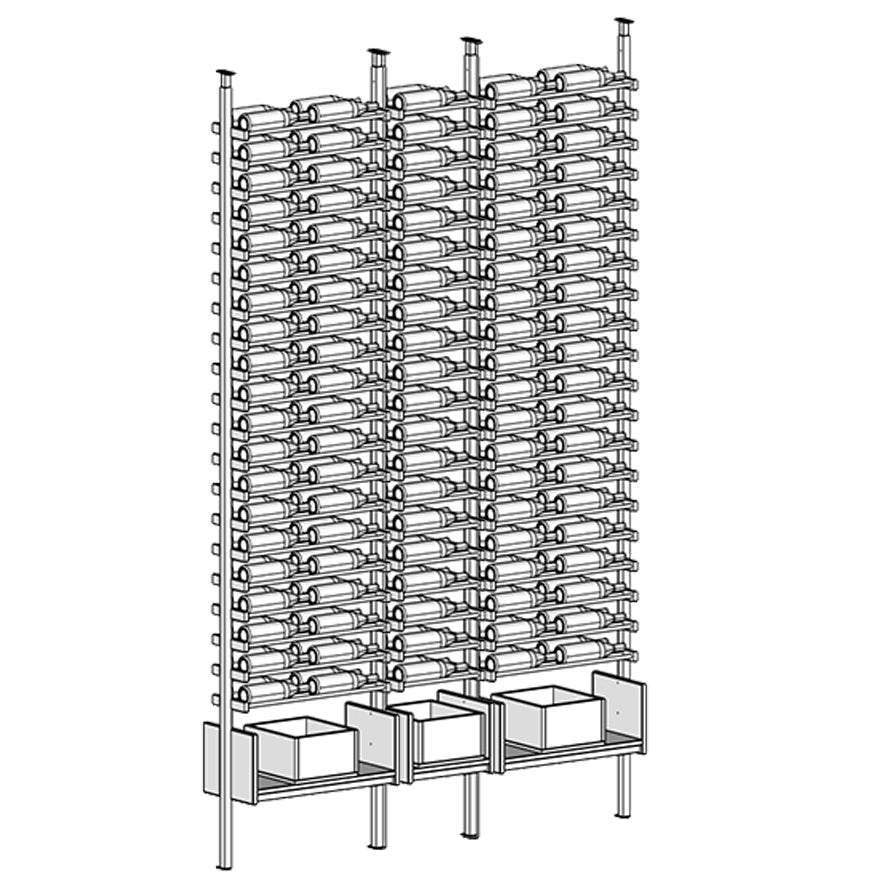 Premier Cru Wine Racks Premier Cru Modern - VinoCase - Double Single Double (73 1/4" Wide) - 2 Bottles Deep