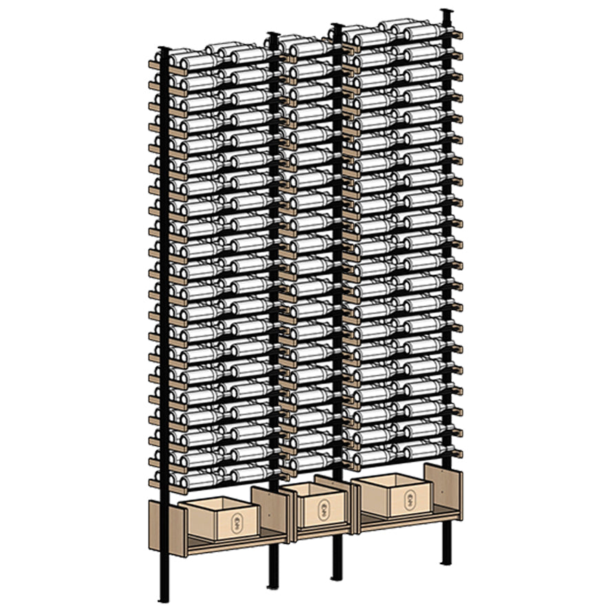 Premier Cru Wine Racks Premier Cru Modern - VinoCase - Double Single Double (73 1/4" Wide) - 3 Bottles Deep