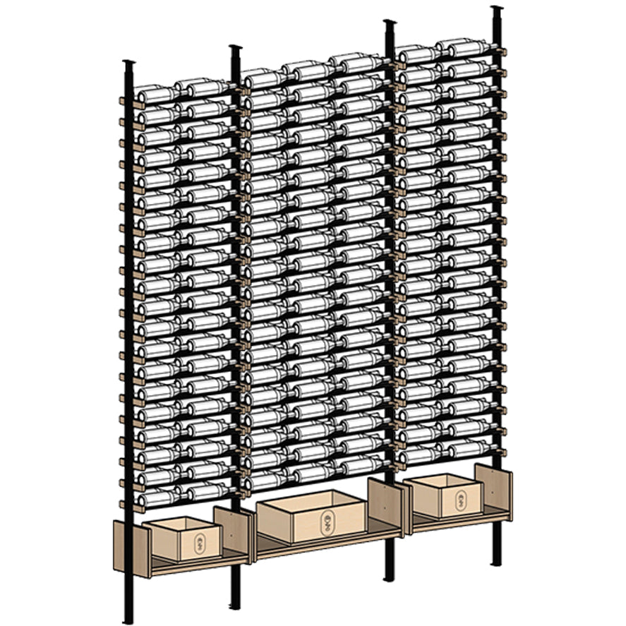 Premier Cru Wine Racks Premier Cru Modern - VinoCase - Double Triple Double (97 1/4" Wide) - 2 Bottles Deep
