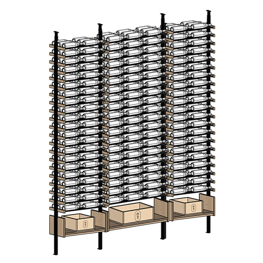 Premier Cru Wine Racks Premier Cru Modern - VinoCase - Double Triple Double (97 1/4" Wide) - 3 Bottles Deep