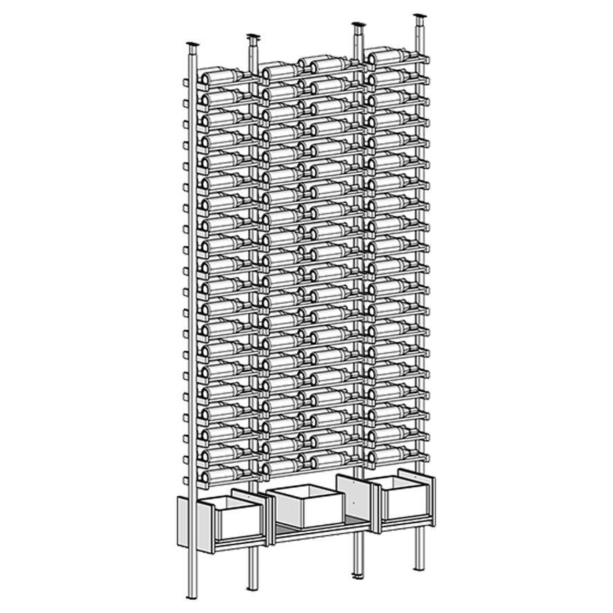 Premier Cru Wine Racks Premier Cru Modern - VinoCase - Single Double Single (61 1/4" Wide) - 2 Bottles Deep