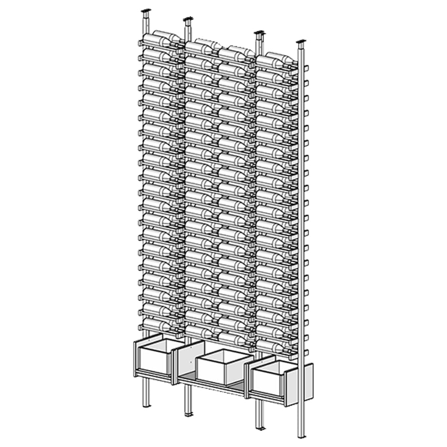 Premier Cru Wine Racks Premier Cru Modern - VinoCase - Single Double Single (61 1/4" Wide) - 2 Bottles Deep