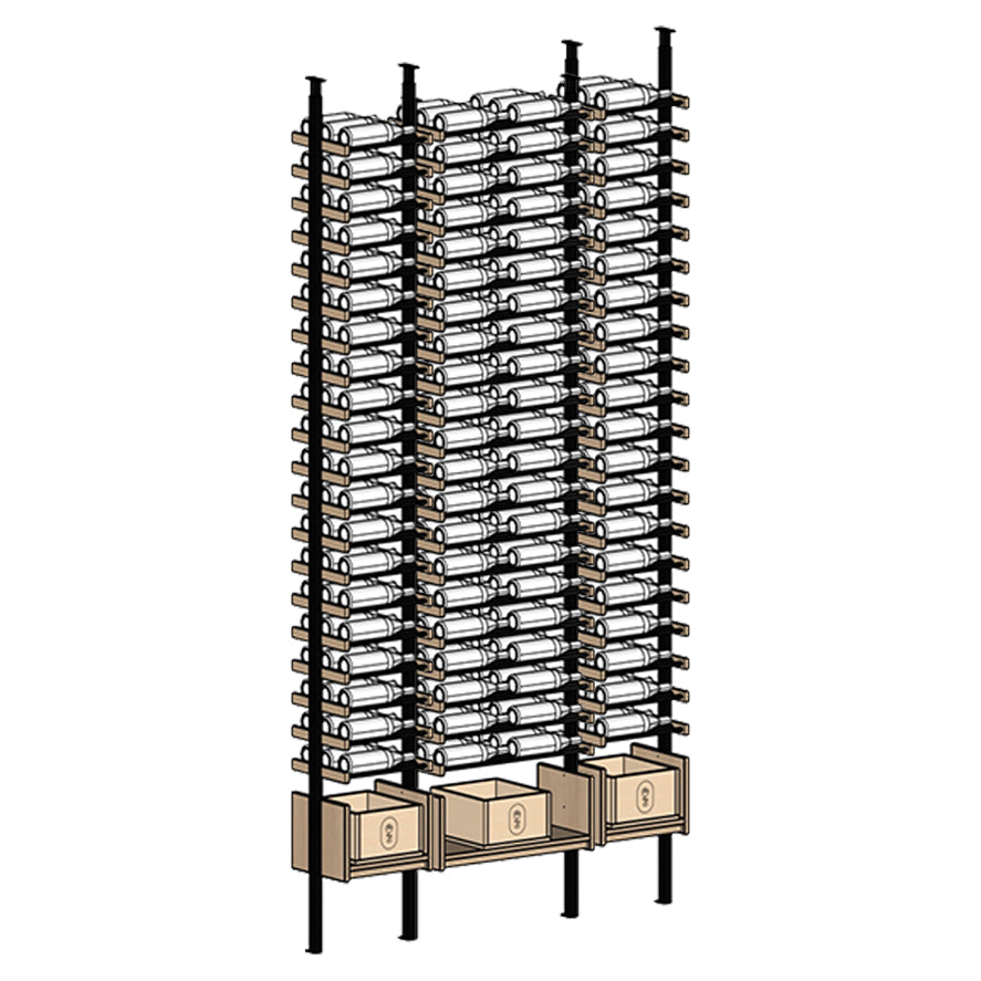 Premier Cru Wine Racks Premier Cru Modern - VinoCase - Single Double Single (61 1/4" Wide) - 3 Bottles Deep