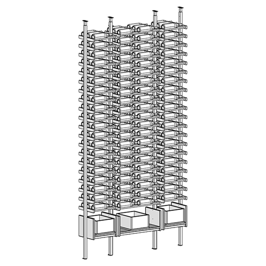 Premier Cru Wine Racks Premier Cru Modern - VinoCase - Single Double Single (61 1/4" Wide) - 3 Bottles Deep