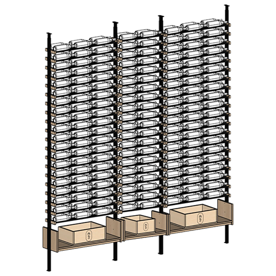 Premier Cru Wine Racks Premier Cru Modern - VinoCase - Triple Double Triple (109 1/2" Wide) - 2 Bottles Deep