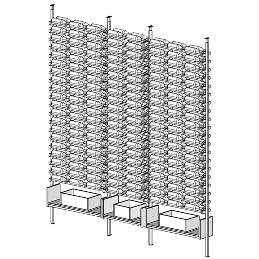 Premier Cru Wine Racks Premier Cru Modern - VinoCase - Triple Double Triple (109 1/2" Wide) - 2 Bottles Deep