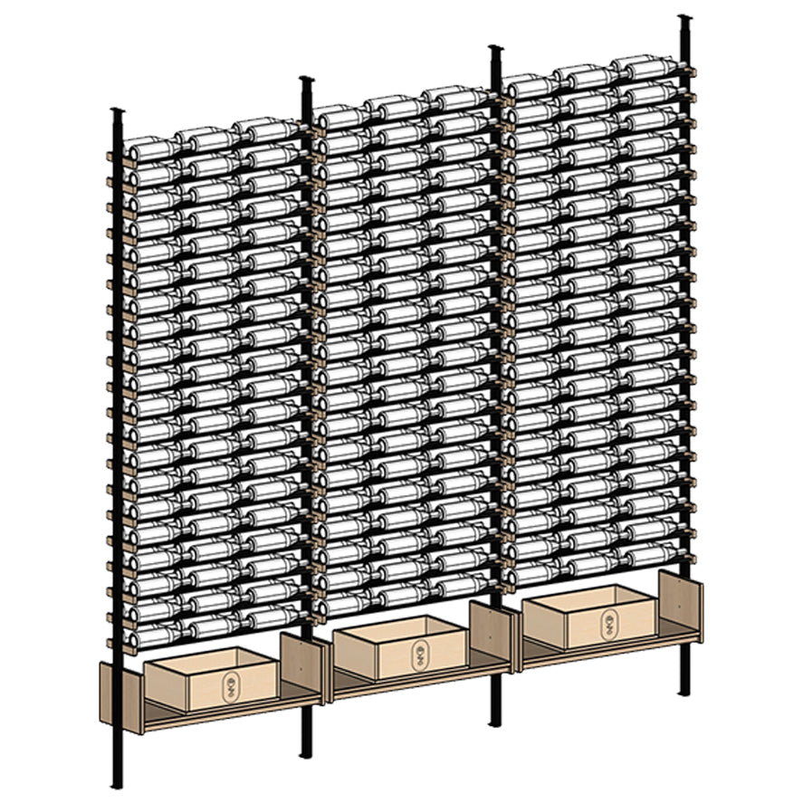 Premier Cru Wine Racks Premier Cru Modern - VinoCase - Triple Triple Triple (121 1/4" Wide) - 2 Bottles Deep