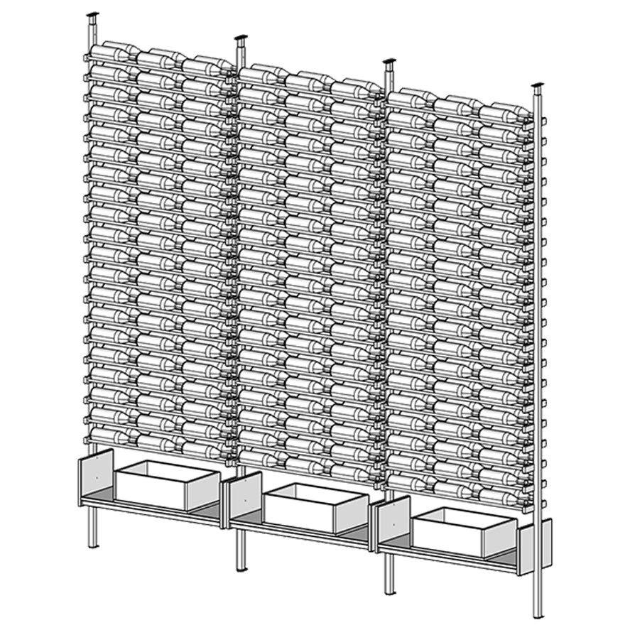 Premier Cru Wine Racks Premier Cru Modern - VinoCase - Triple Triple Triple (121 1/4" Wide) - 2 Bottles Deep