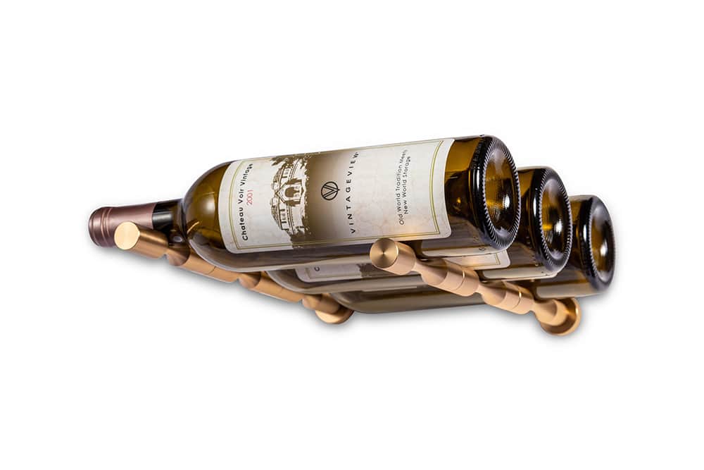 VintageView Vino Pins 3 (wall mounted metal wine rack peg) Golden Bronze Drywall (includes Collars)