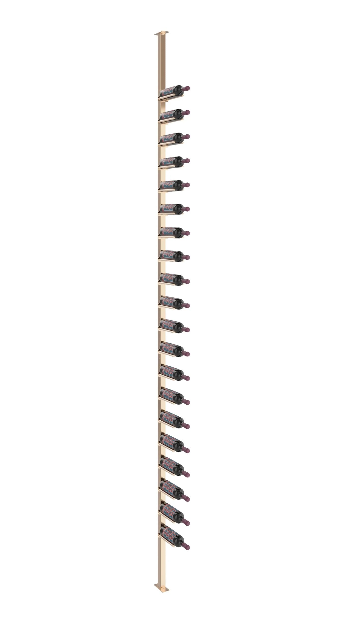 VintageView Vino Rails Single Sided Post Kit 10 (floor-to-ceiling wine rack system) Golden Bronze 20 Bottles Single