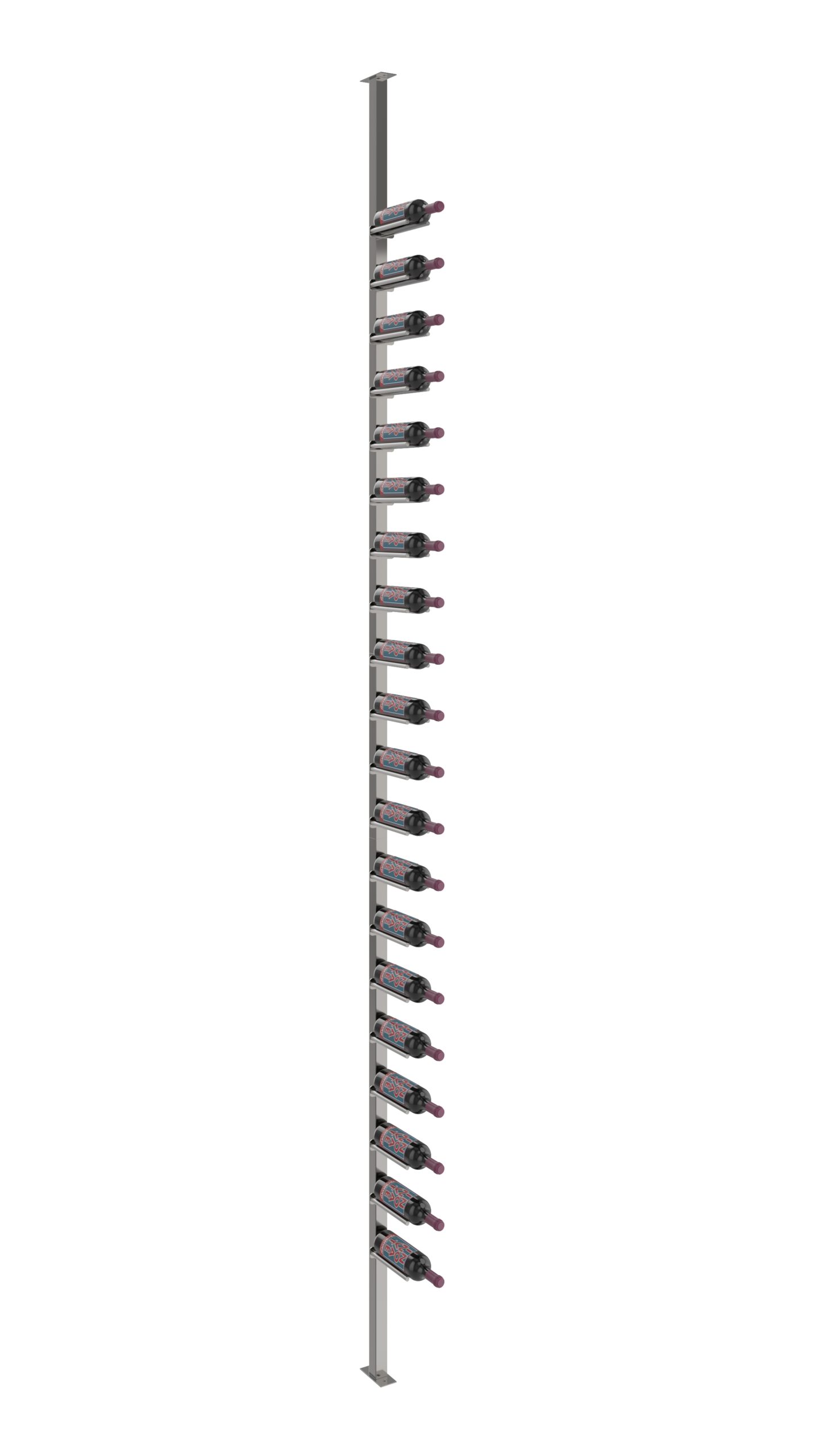 VintageView Vino Rails Single Sided Post Kit 10 (floor-to-ceiling wine rack system) Gun Metal 20 Bottles Single