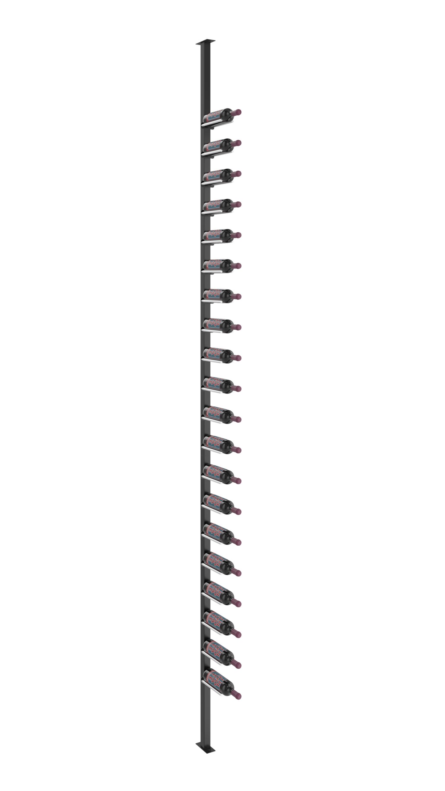 VintageView Vino Rails Single Sided Post Kit 10 (floor-to-ceiling wine rack system) Matte Black Aluminum 20 Bottles Single