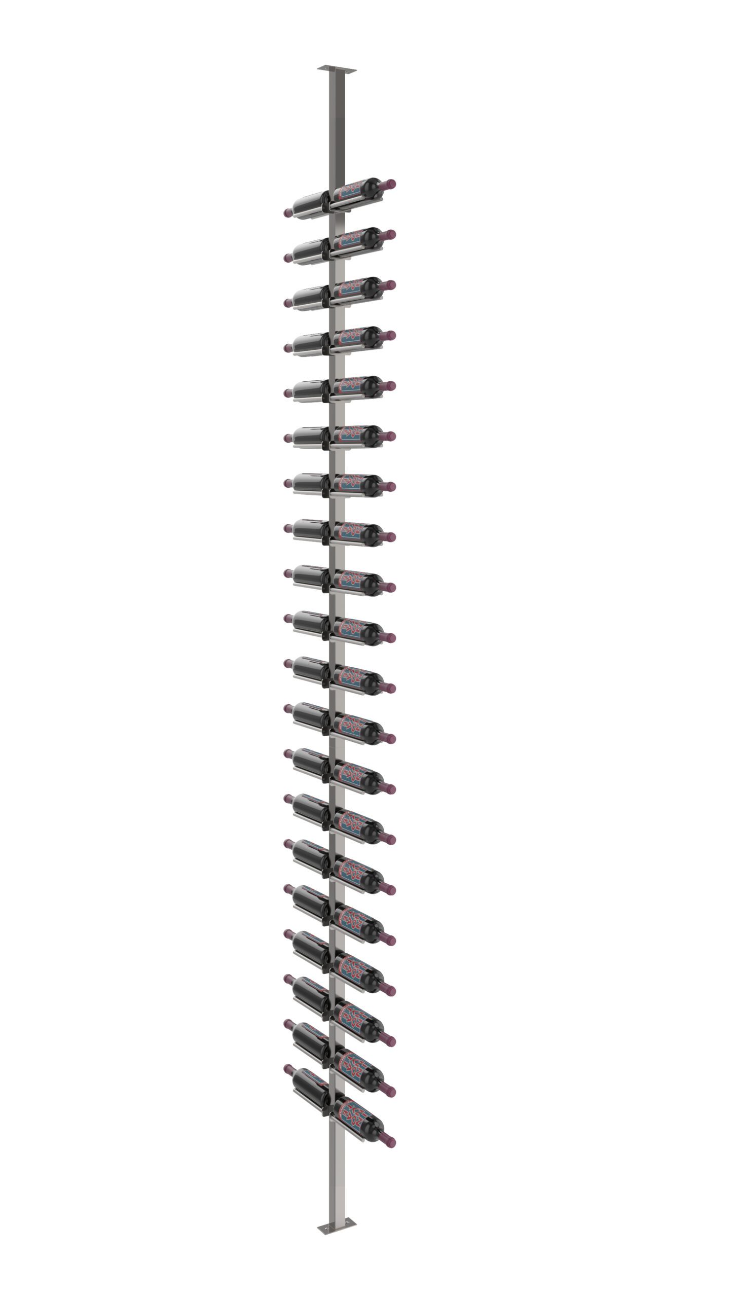 VintageView Vino Rails Double Sided Post Kit 10 (floor-to-ceiling wine rack system) Gun Metal 40 Bottles (Single)