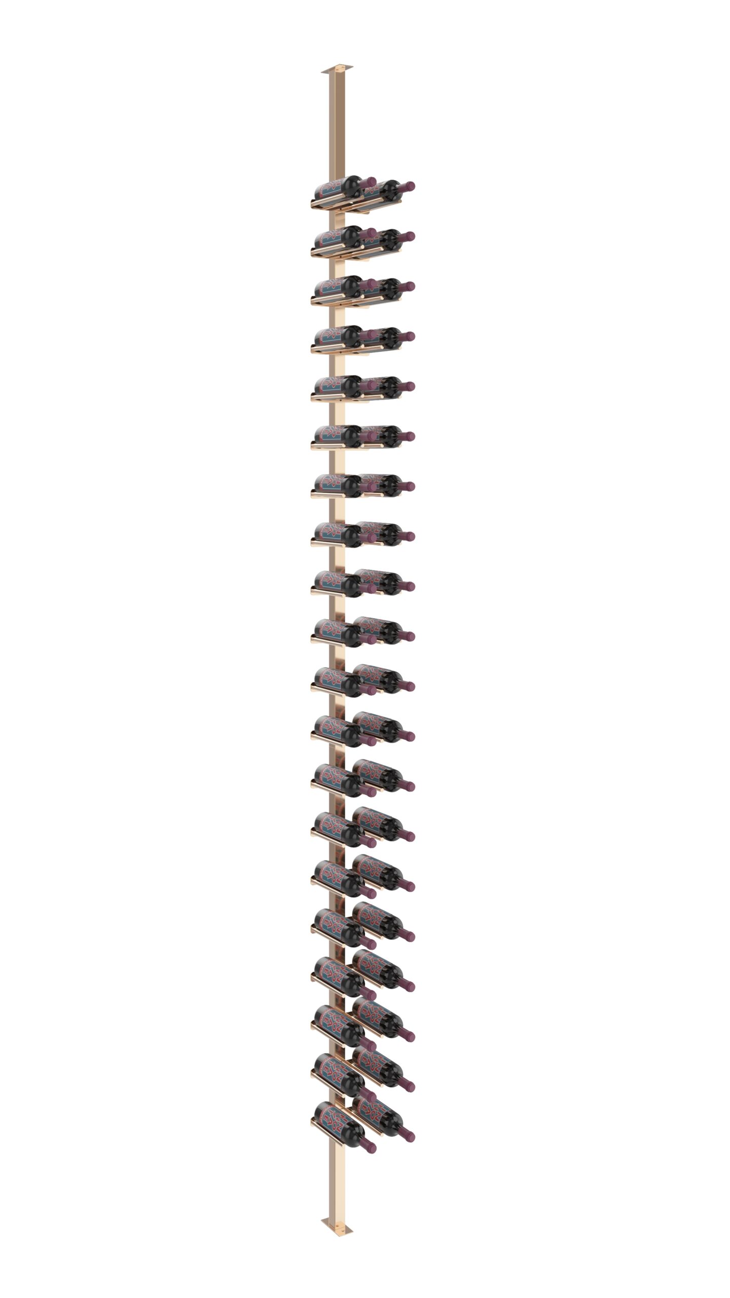 VintageView Vino Rails Single Sided Post Kit 10 (floor-to-ceiling wine rack system) Golden Bronze 40 Bottles Double