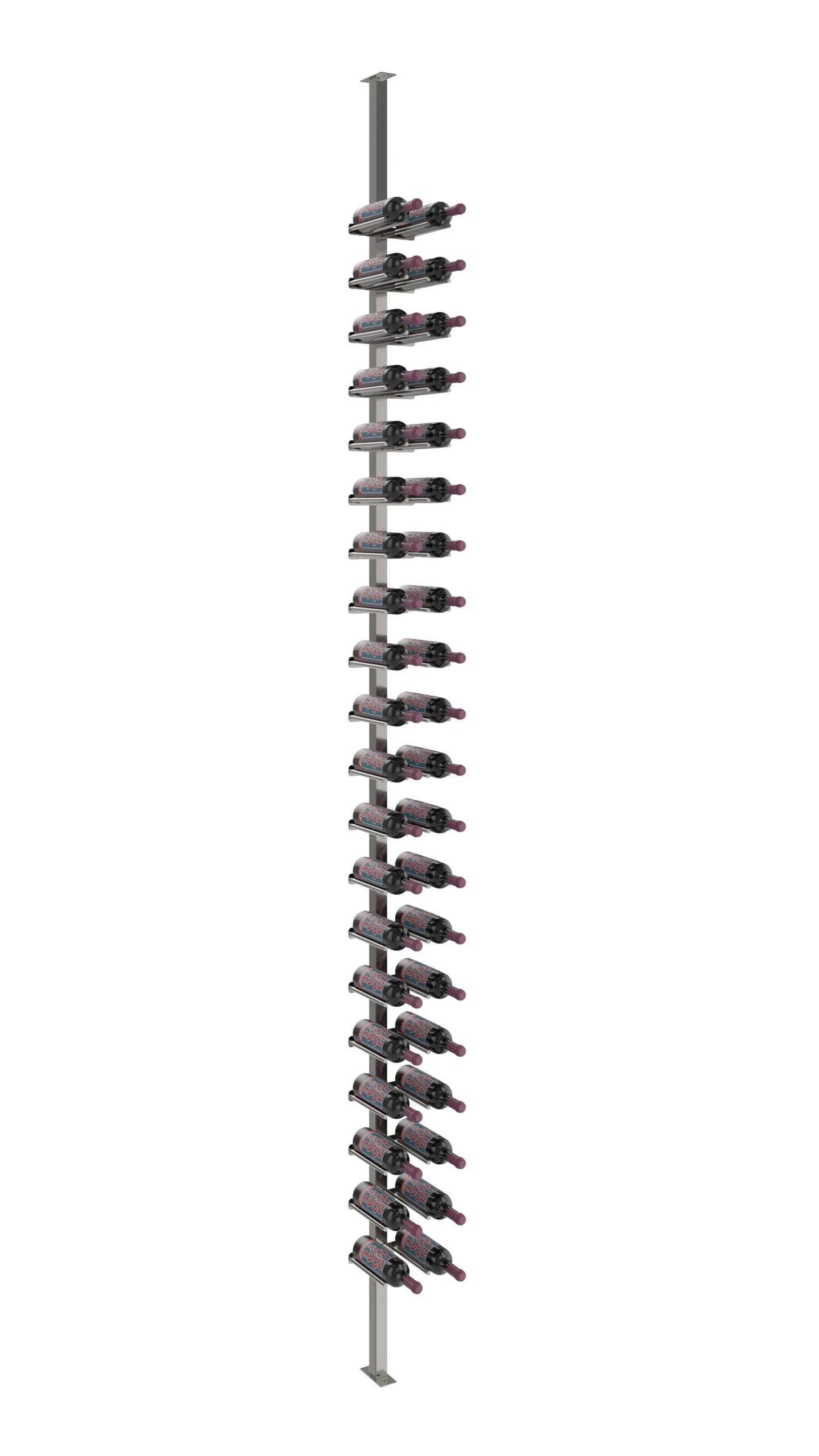 VintageView Vino Rails Single Sided Post Kit 10 (floor-to-ceiling wine rack system) Gun Metal 40 Bottles Double