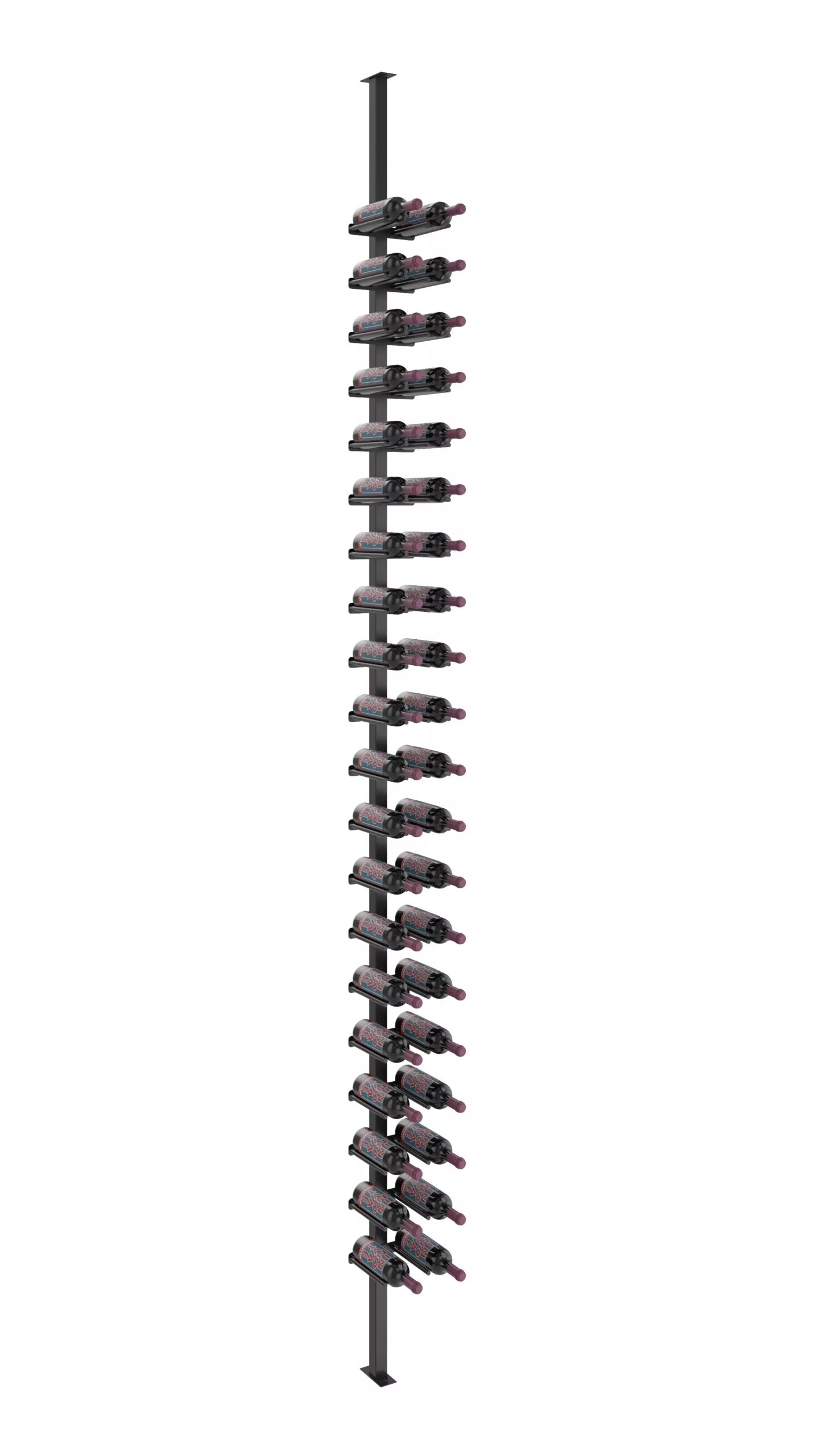 VintageView Vino Rails Single Sided Post Kit 10 (floor-to-ceiling wine rack system) Matte Black 40 Bottles Double