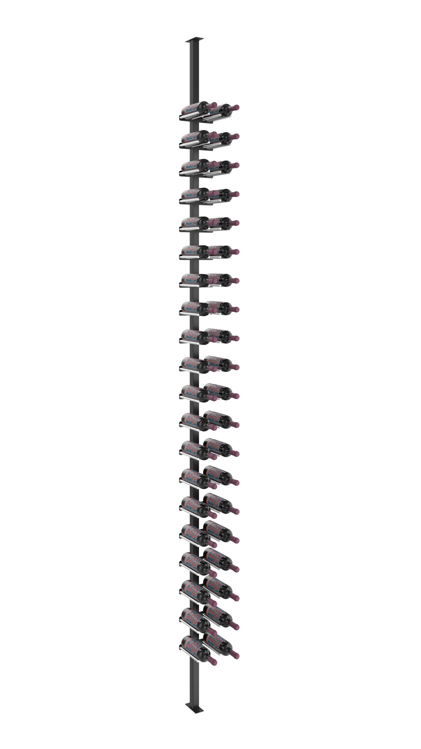VintageView Vino Rails Single Sided Post Kit 10 (floor-to-ceiling wine rack system) Matte Black Aluminum 40 Bottles Double