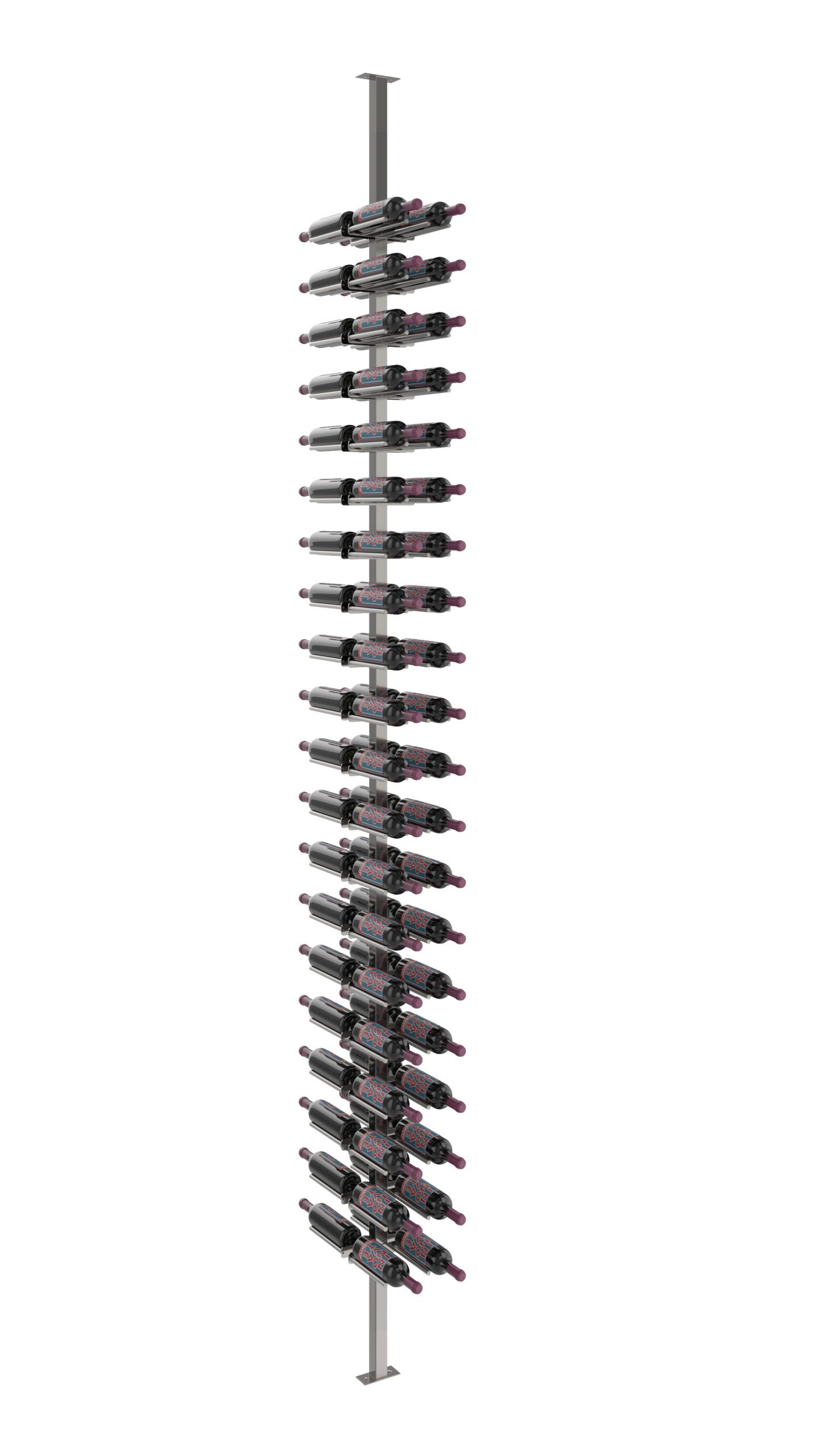 VintageView Vino Rails Double Sided Post Kit 10 (floor-to-ceiling wine rack system) Gun Metal 80 Bottles (Double)