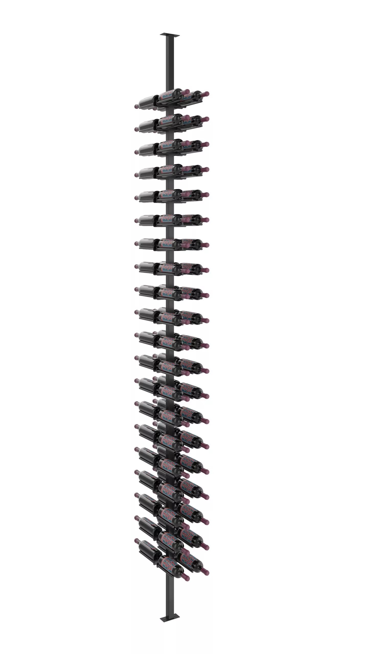 VintageView Vino Rails Double Sided Post Kit 10 (floor-to-ceiling wine rack system) Matte Black 80 Bottles (Double)