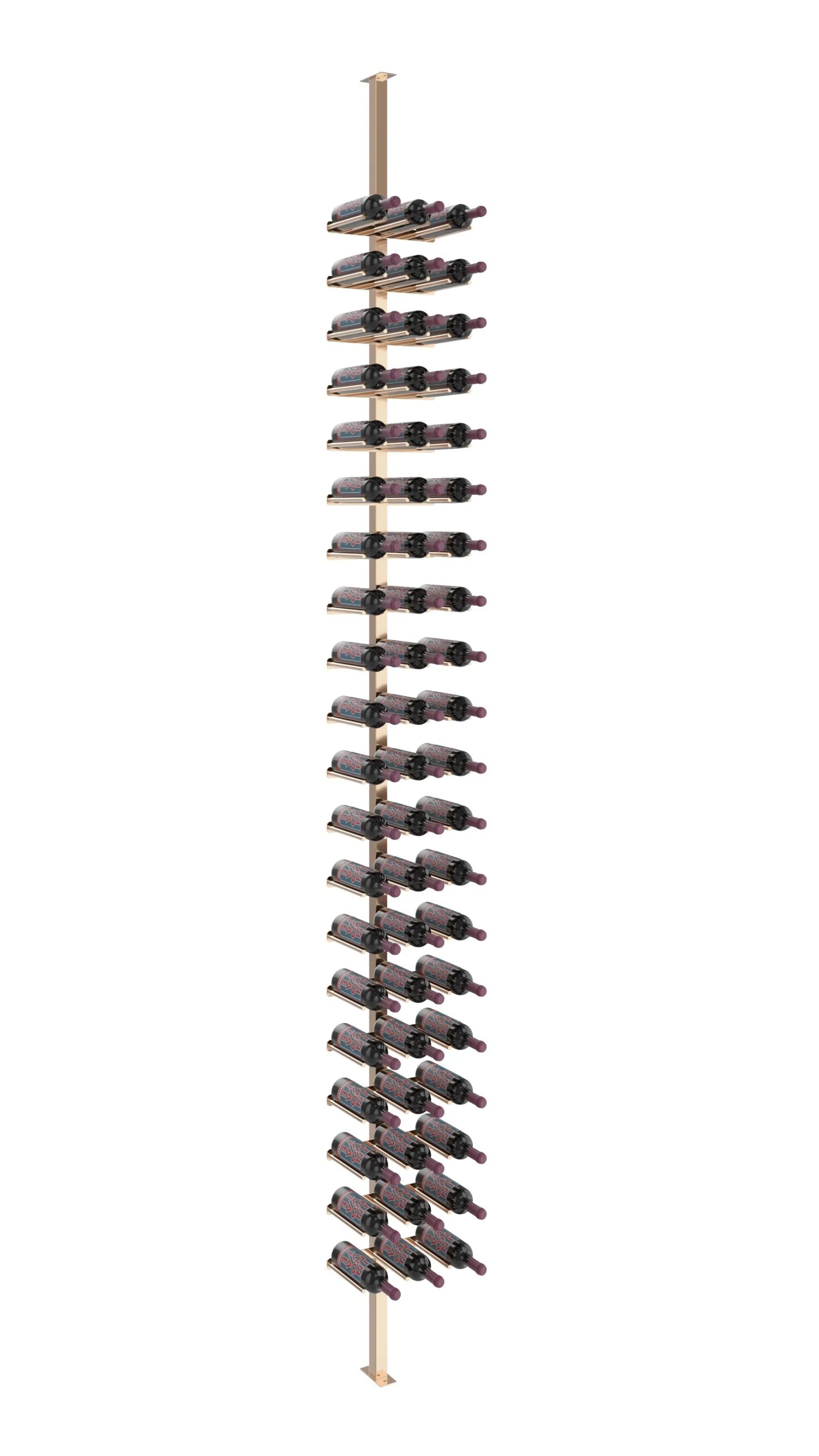 VintageView Vino Rails Single Sided Post Kit 10 (floor-to-ceiling wine rack system) Golden Bronze 60 Bottles Triple