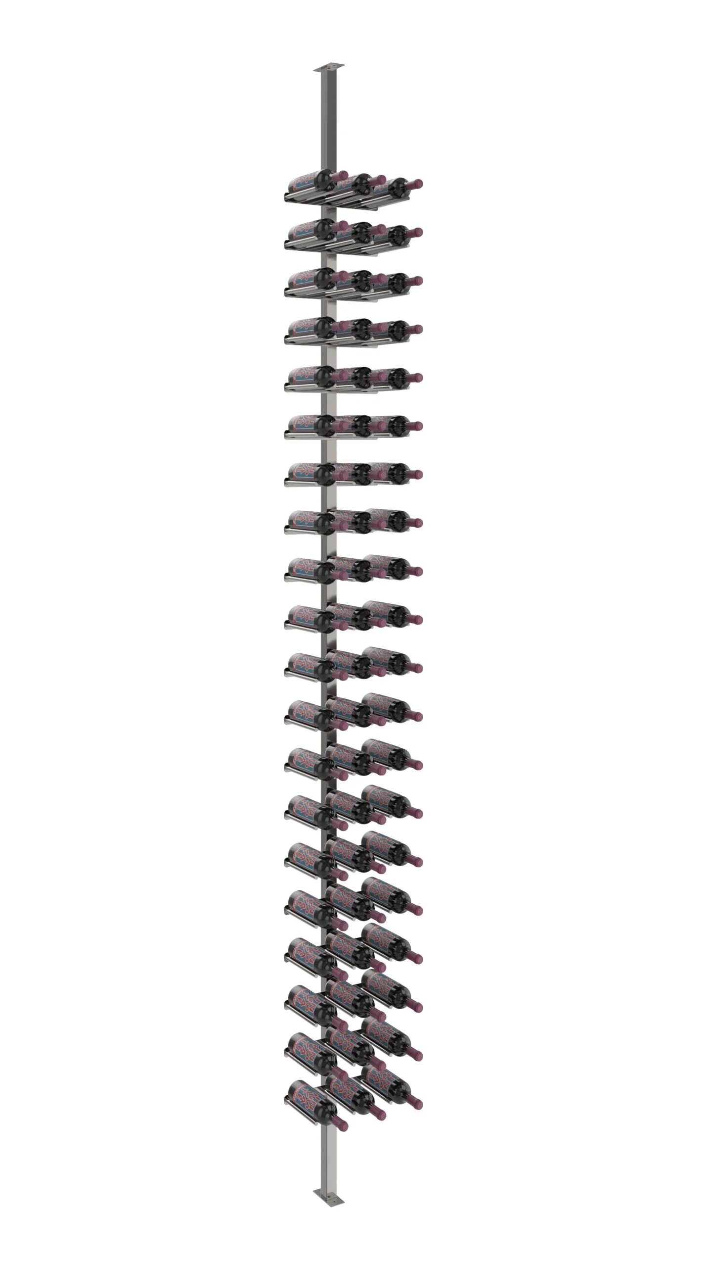 VintageView Vino Rails Single Sided Post Kit 10 (floor-to-ceiling wine rack system) Gun Metal 60 Bottles Triple