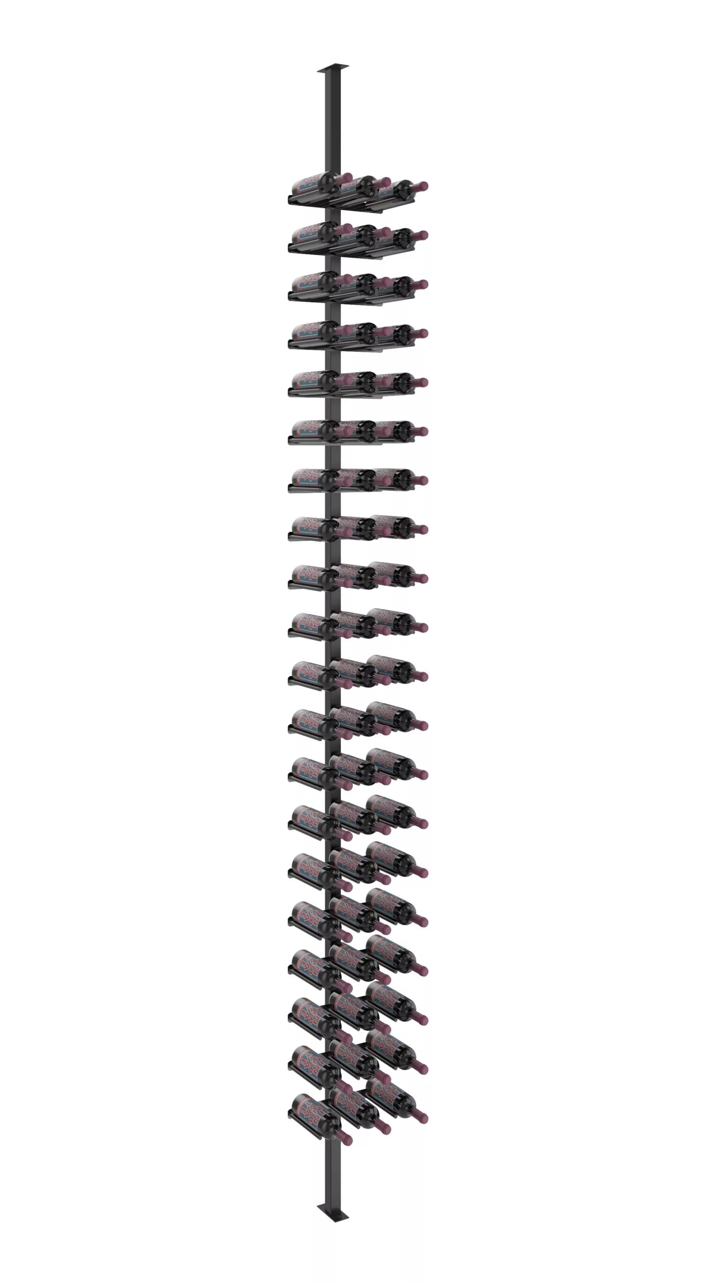 VintageView Vino Rails Single Sided Post Kit 10 (floor-to-ceiling wine rack system) Matte Black 60 Bottles Triple