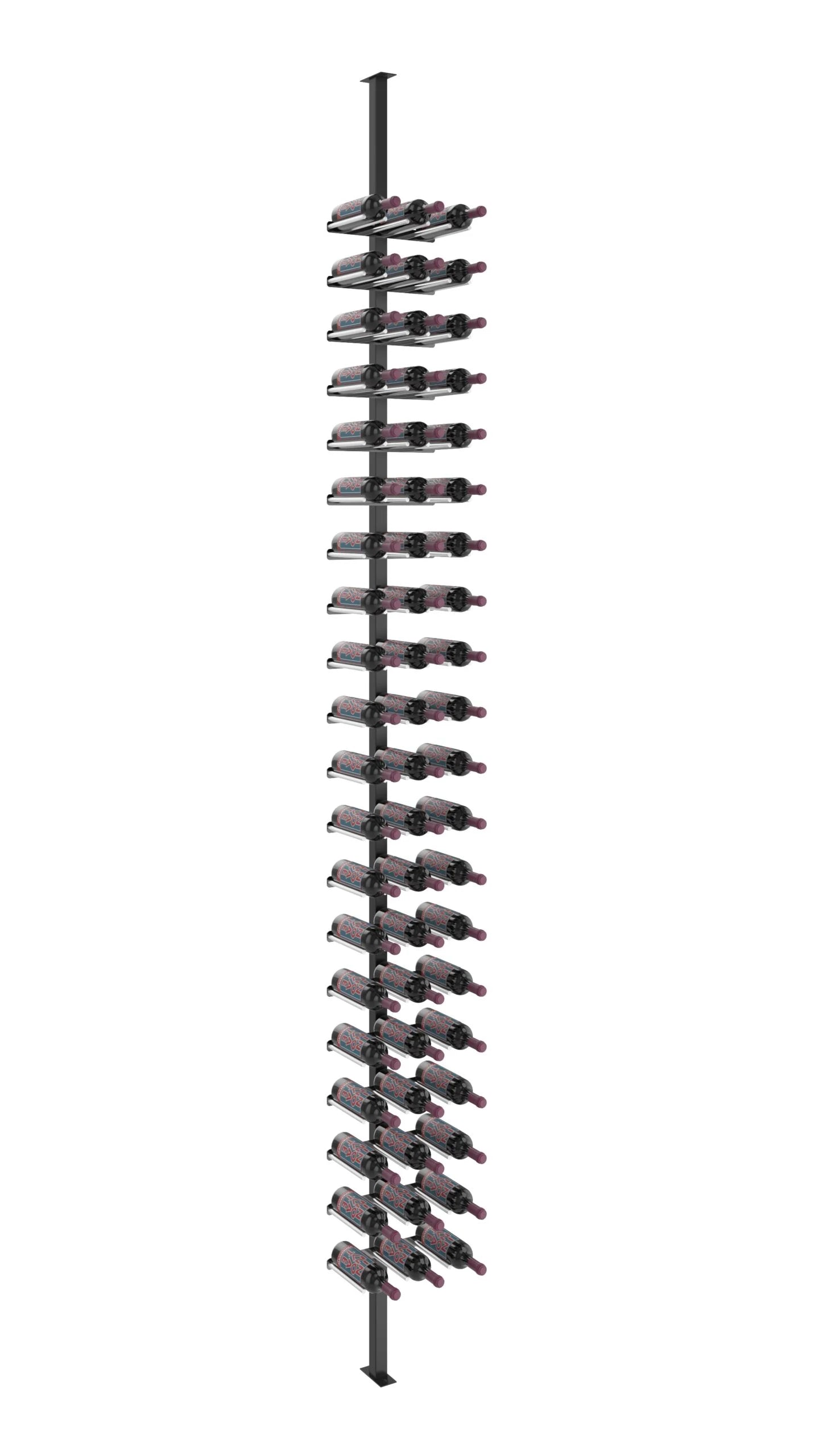 VintageView Vino Rails Single Sided Post Kit 10 (floor-to-ceiling wine rack system) Matte Black Aluminum 60 Bottles Triple