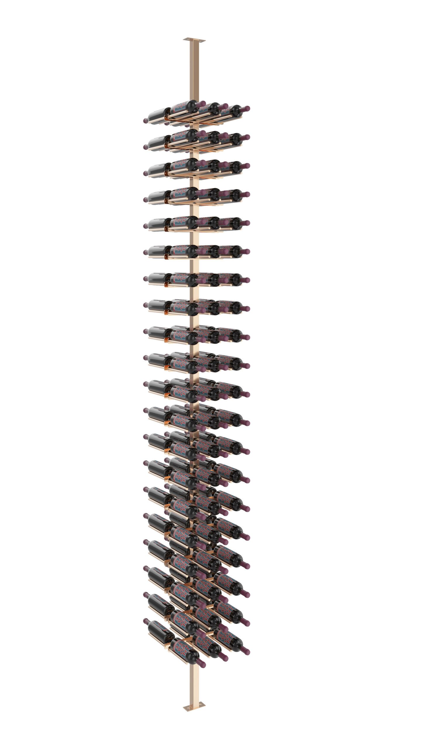 VintageView Vino Rails Double Sided Post Kit 10 (floor-to-ceiling wine rack system) Golden Bronze 120 Bottles (Triple)