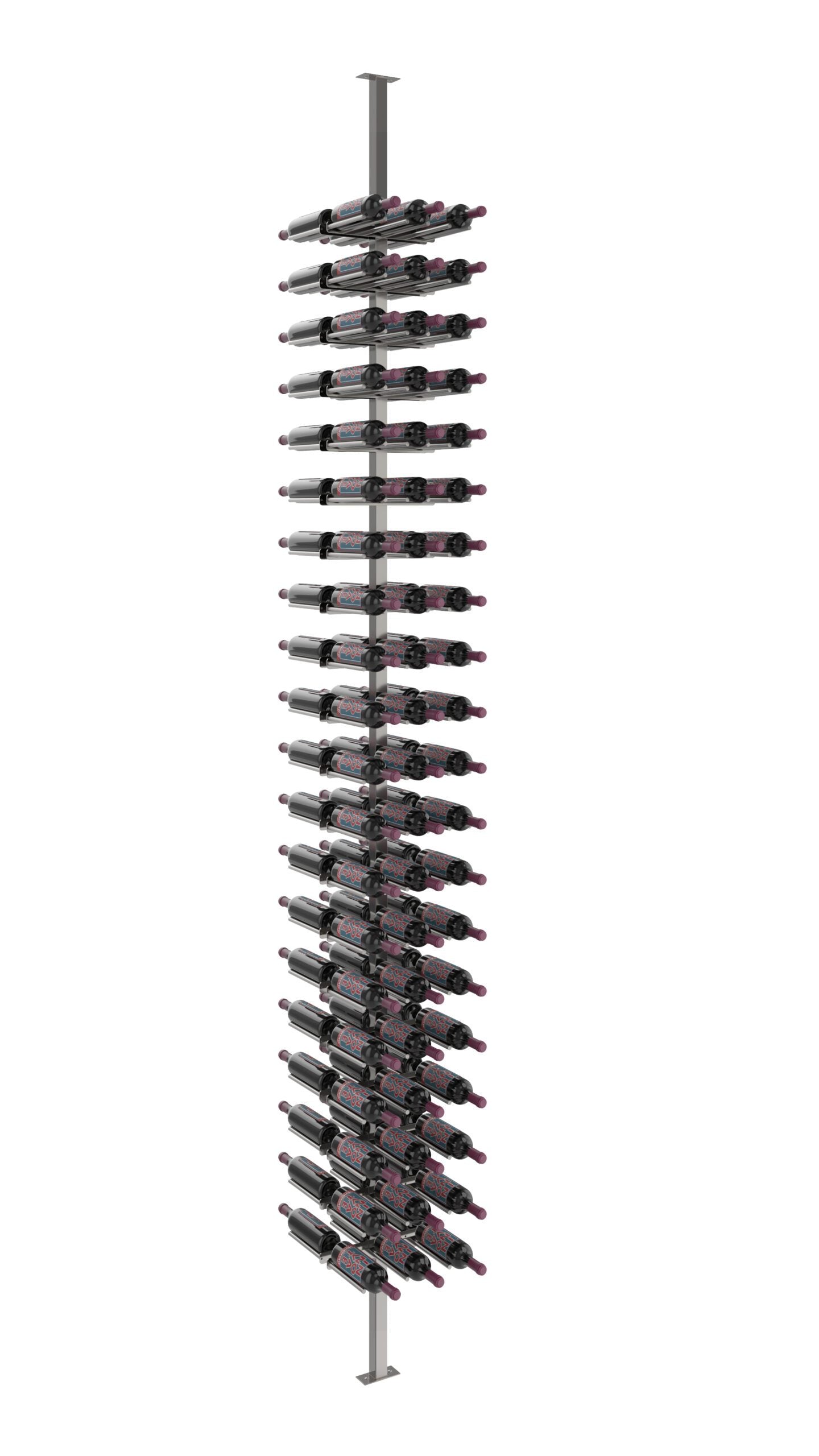 VintageView Vino Rails Double Sided Post Kit 10 (floor-to-ceiling wine rack system) Gun Metal 120 Bottles (Triple)
