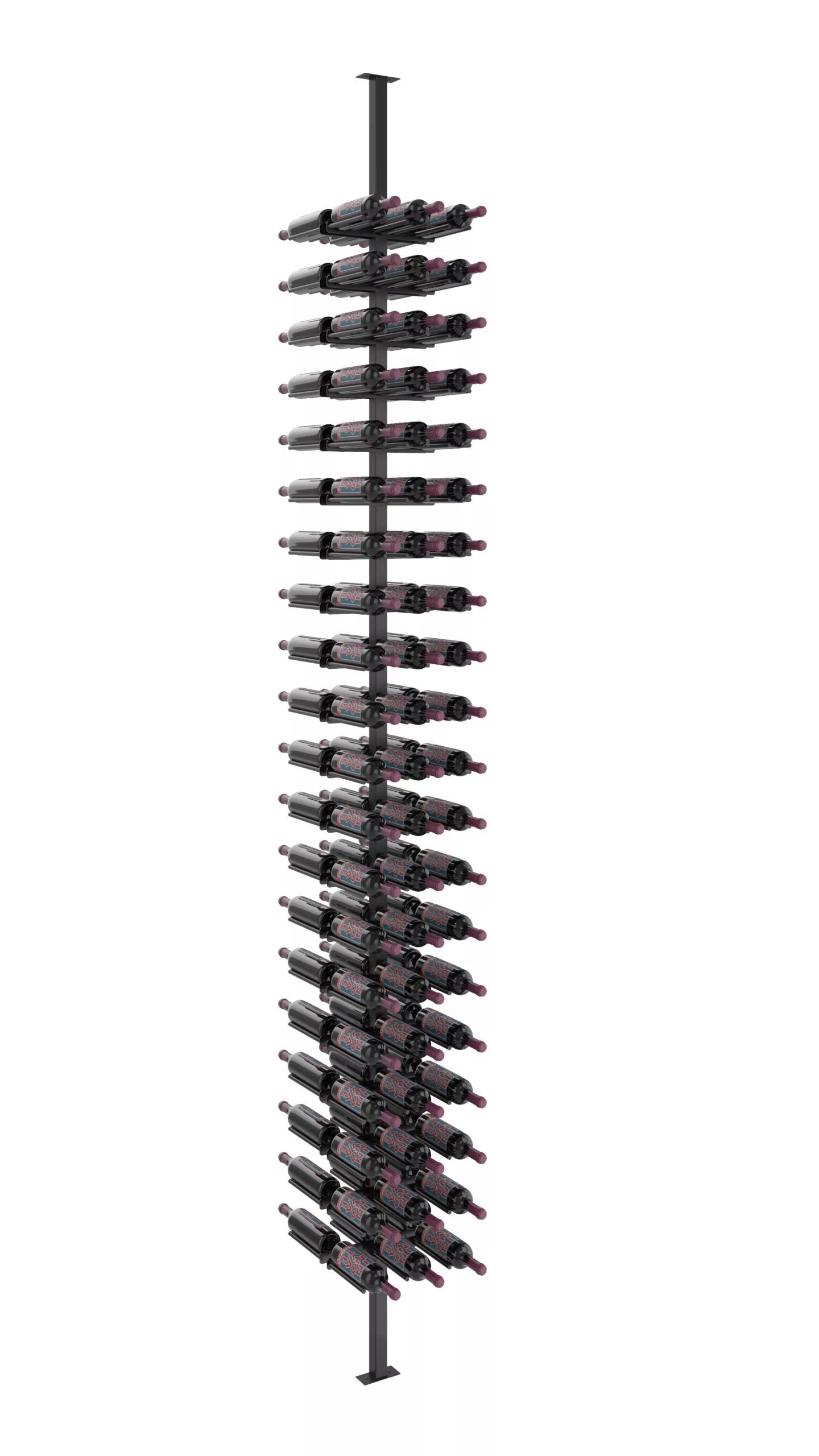 VintageView Vino Rails Double Sided Post Kit 10 (floor-to-ceiling wine rack system) Matte Black 120 Bottles (Triple)