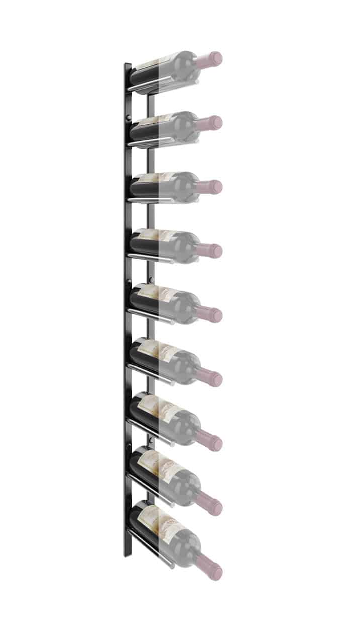 VintageView Vino Rails Flex 45 Mounting Strip (wall mounted metal wine rack system component) Gloss Black