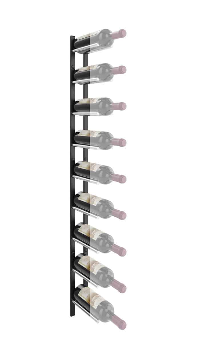 VintageView Vino Rails Flex 45 Mounting Strip (wall mounted metal wine rack system component) Matte Black