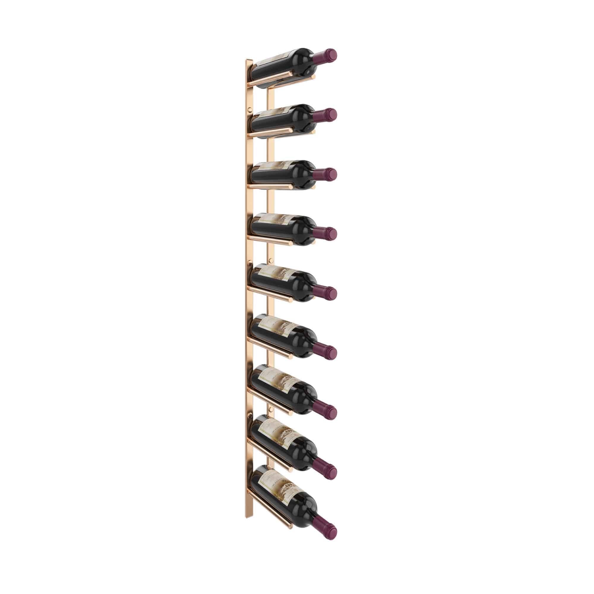 VintageView Vino Rails Flex 45 (wall mounted metal wine rack system) Golden Bronze 9 Bottles Single Deep