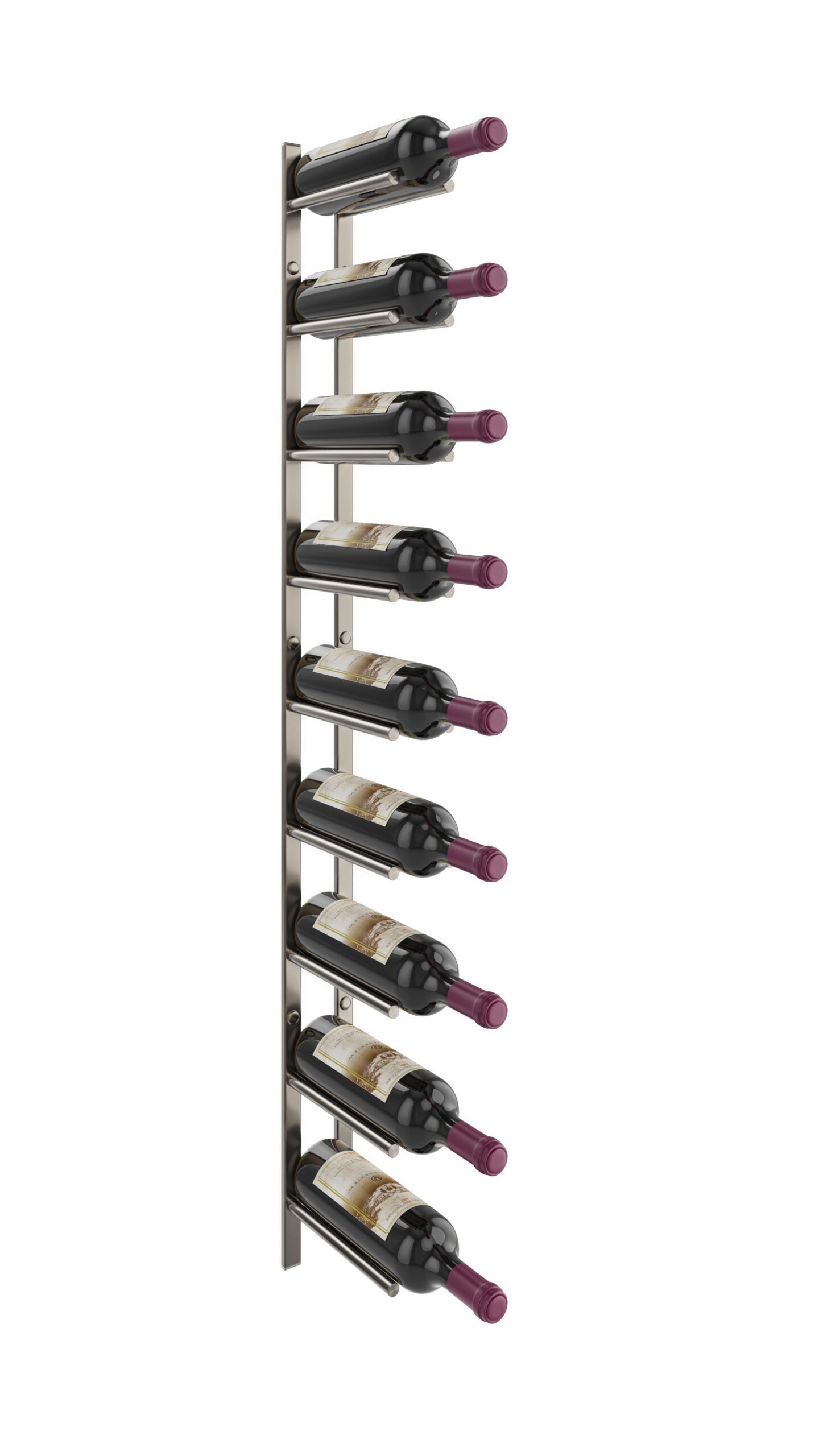 VintageView Vino Rails Flex 45 (wall mounted metal wine rack system) Gun Metal 9 Bottles Single Deep