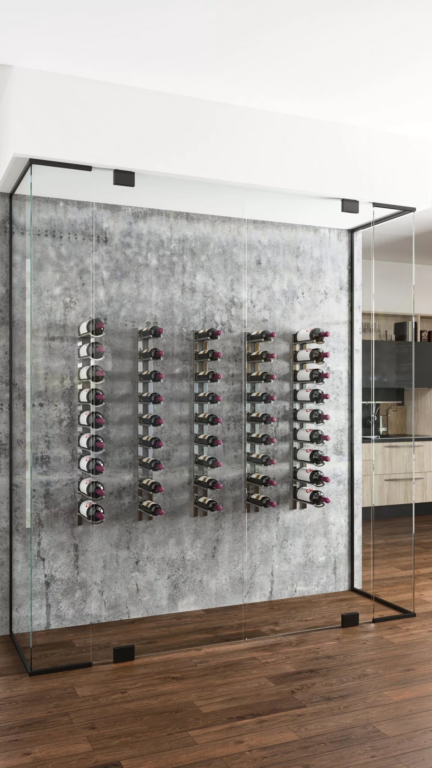 VintageView Vino Rails Flex Mag 45 (wall mounted metal wine rack system for 1.5L and Champagne bottles)