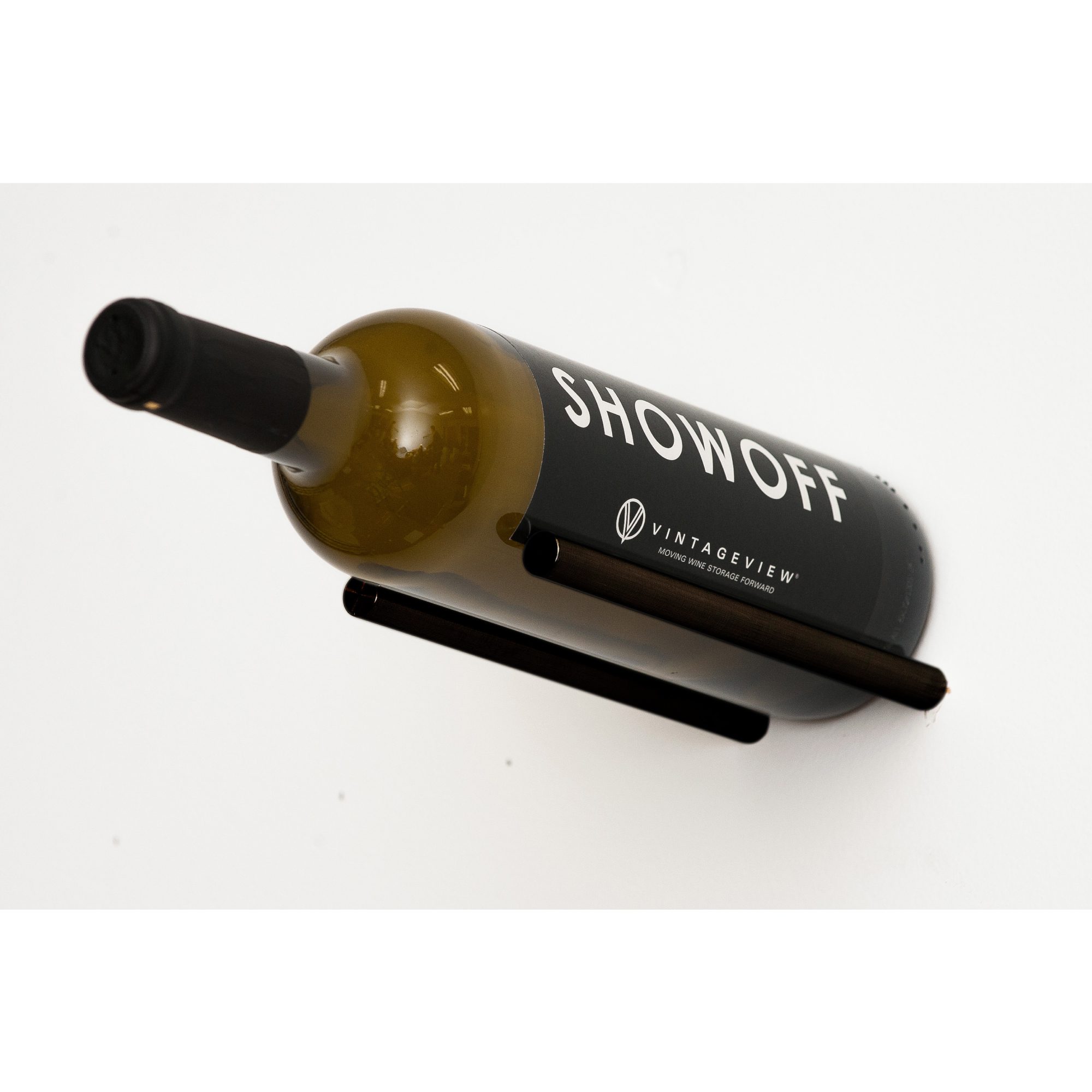 VintageView Vino Rails 1 (cork forward wall mounted wine rack peg) Matte Black Wood Stud