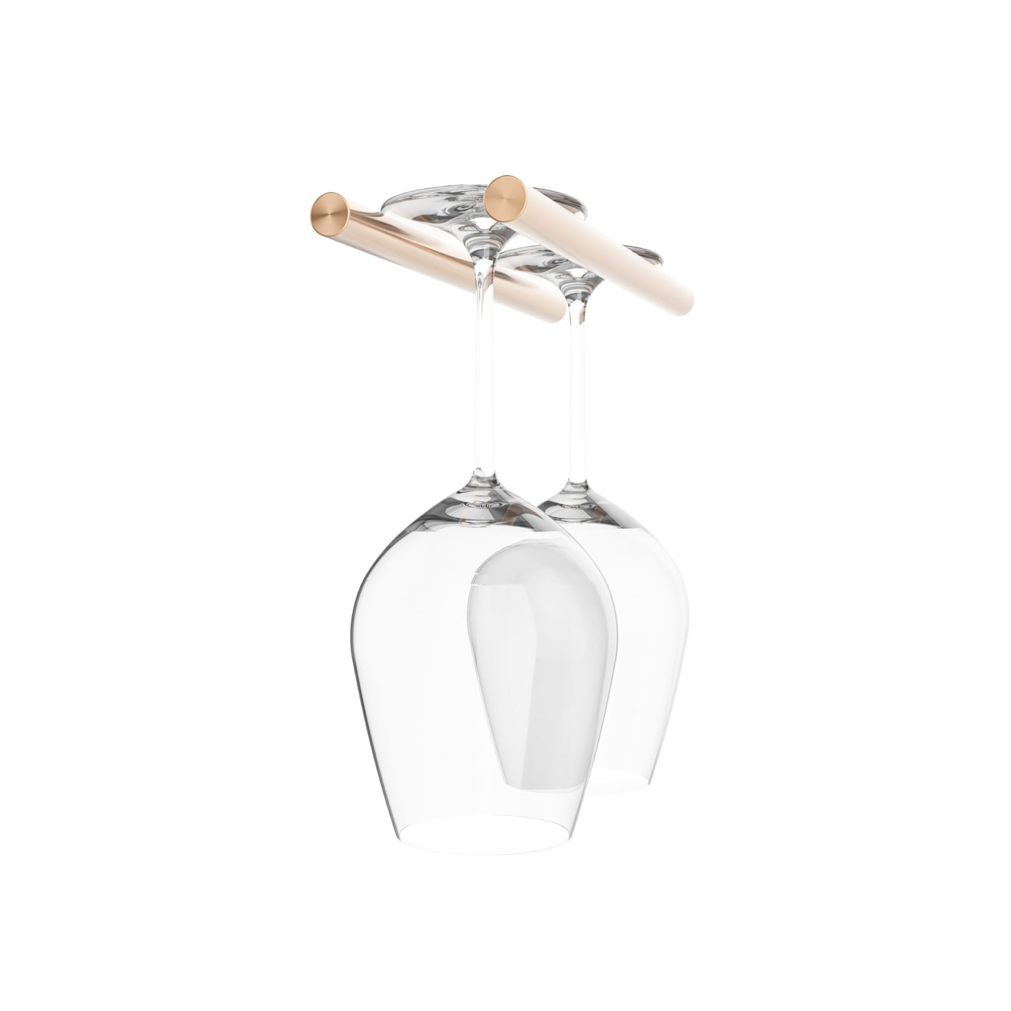 VintageView Vino Series Stemware 2 (wall mounted metal wine glass storage) Golden Bronze Wood Stud