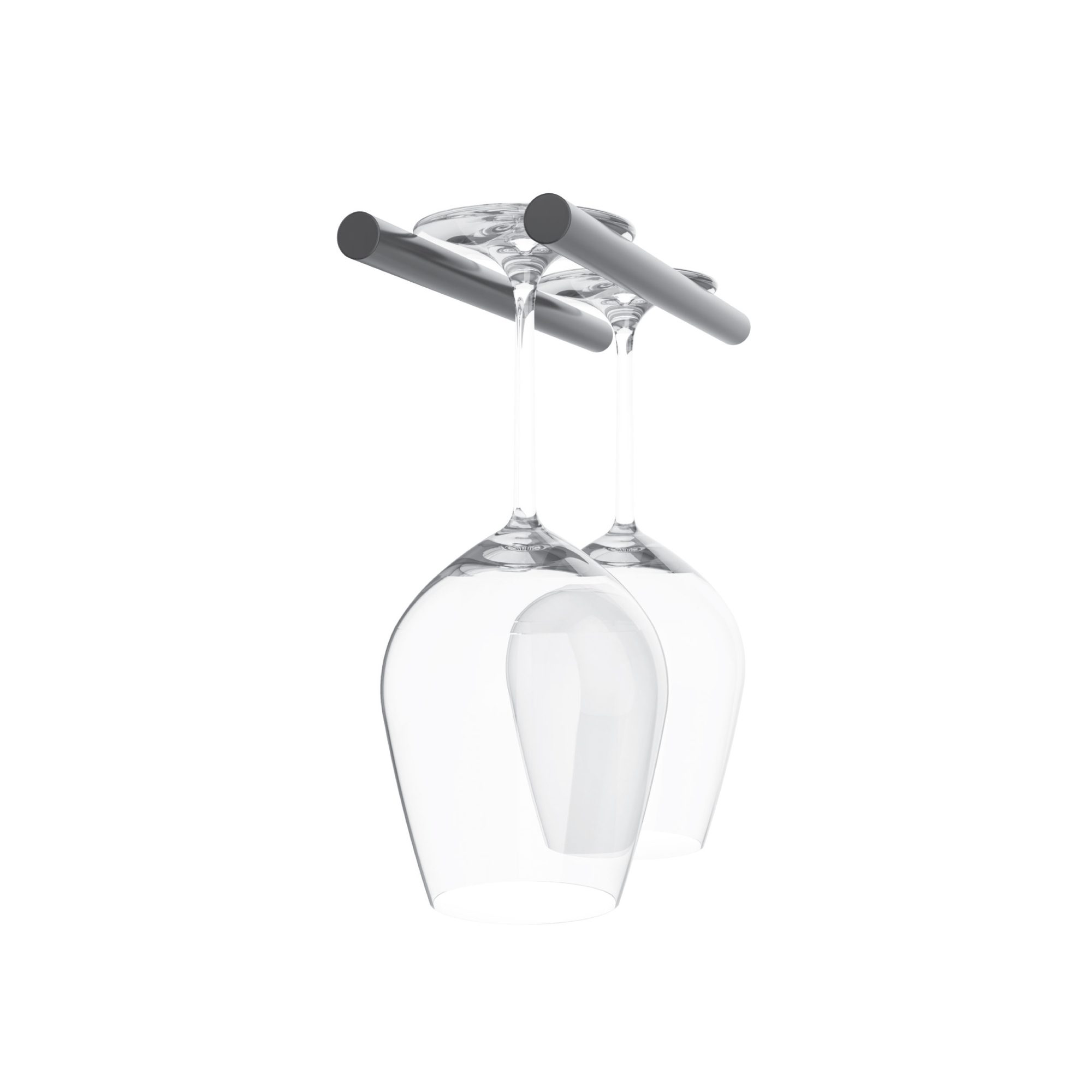 VintageView Vino Series Stemware 2 (wall mounted metal wine glass storage) Matte Black Wood Stud