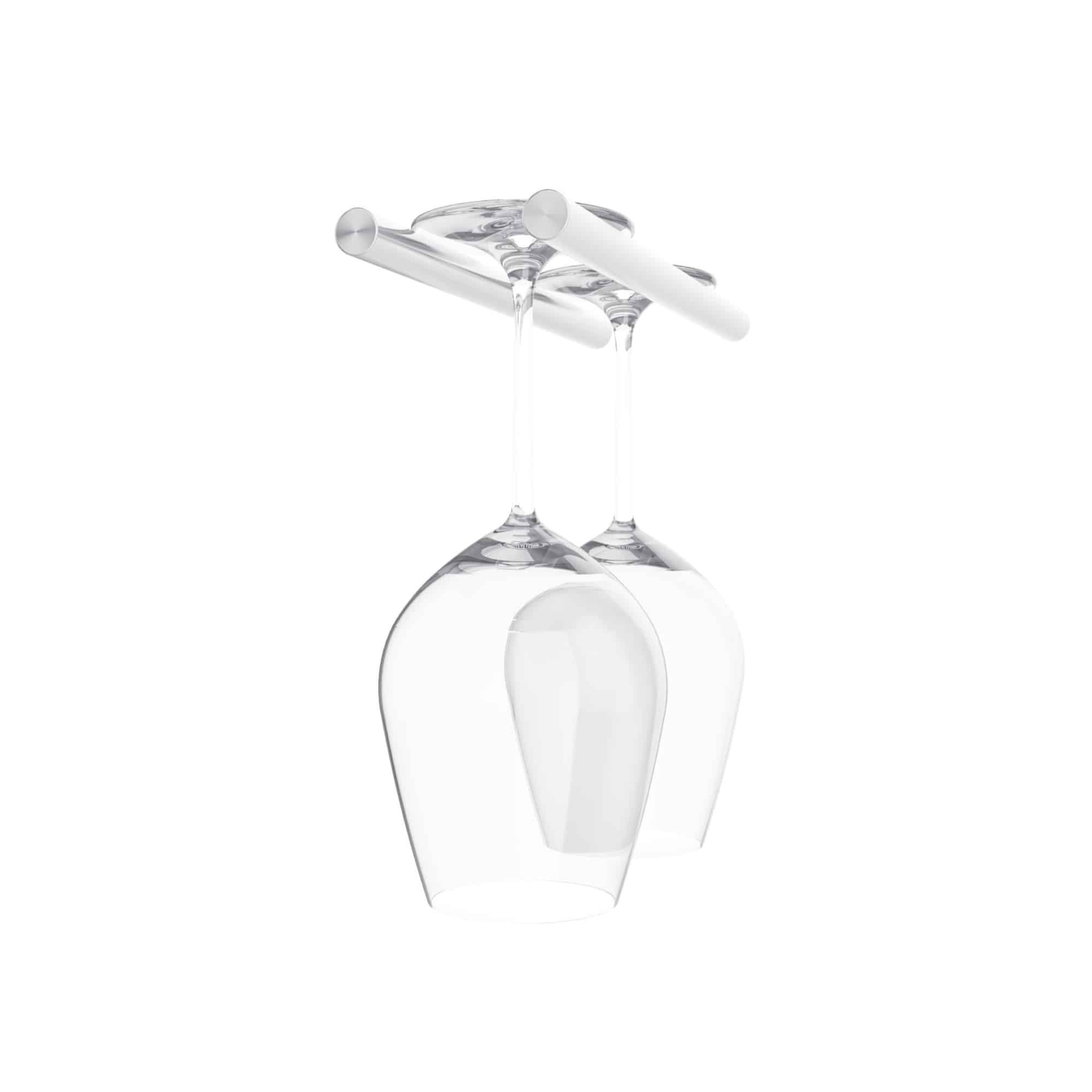 VintageView Vino Series Stemware 2 (wall mounted metal wine glass storage) Milled Aluminum Wood Stud