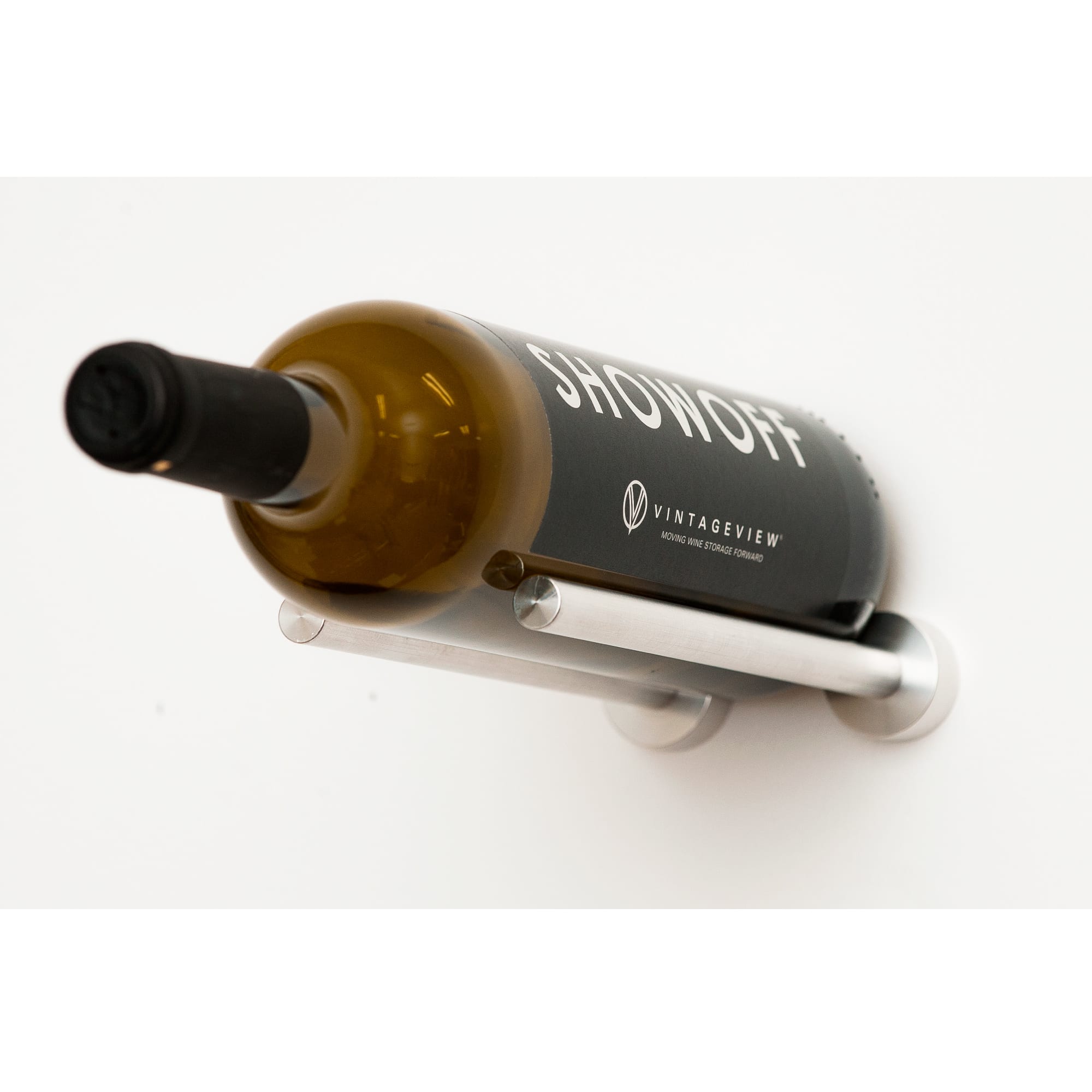VintageView Vino Rails 1 (cork forward wall mounted wine rack peg) Milled Aluminum Drywall (includes Collars)