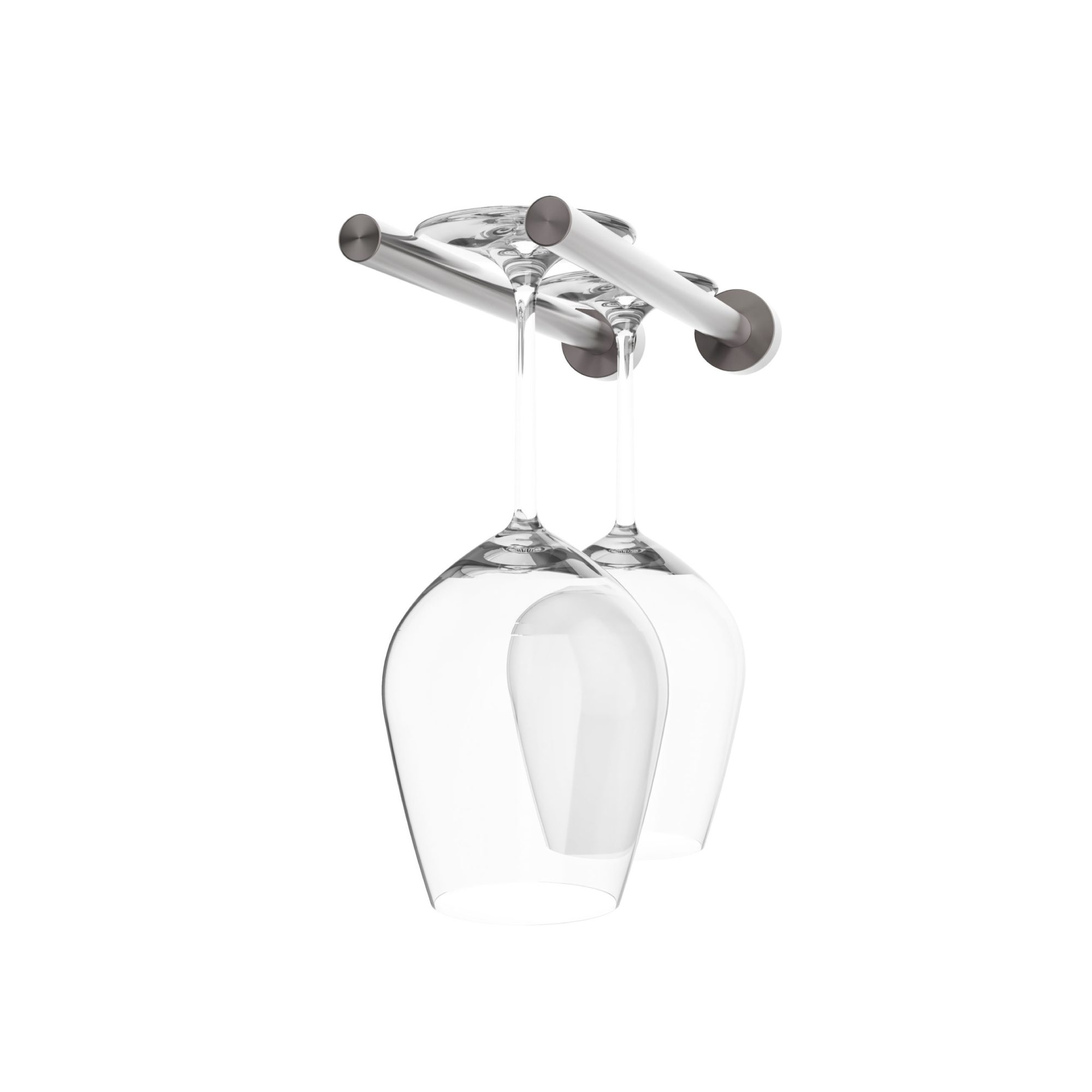 VintageView Vino Series Stemware 2 (wall mounted metal wine glass storage) Gun Metal Wood Stud