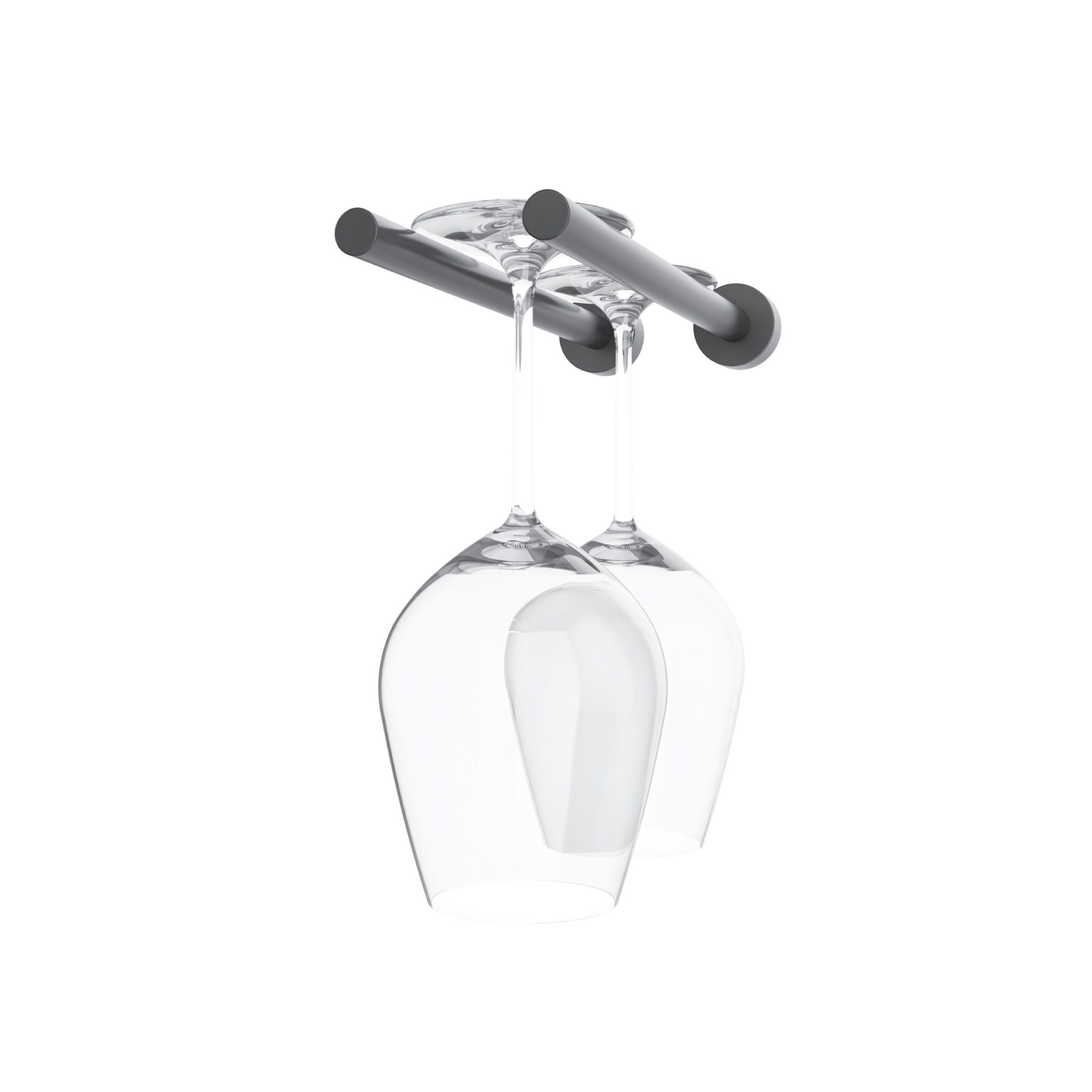 VintageView Vino Series Stemware 2 (wall mounted metal wine glass storage) Matte Black Drywall (includes Collars)