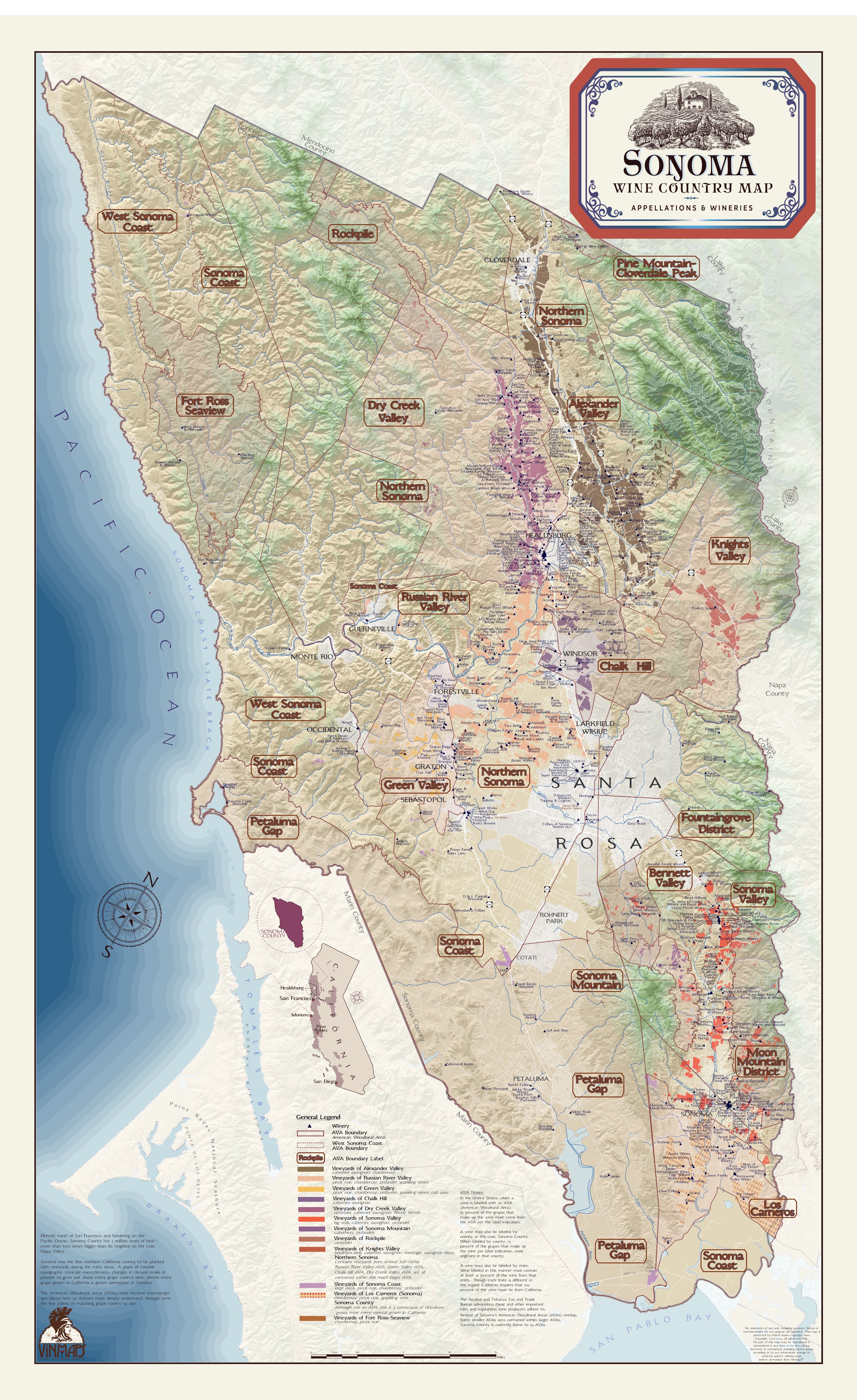 Vinmaps Sonoma Wine Country Map