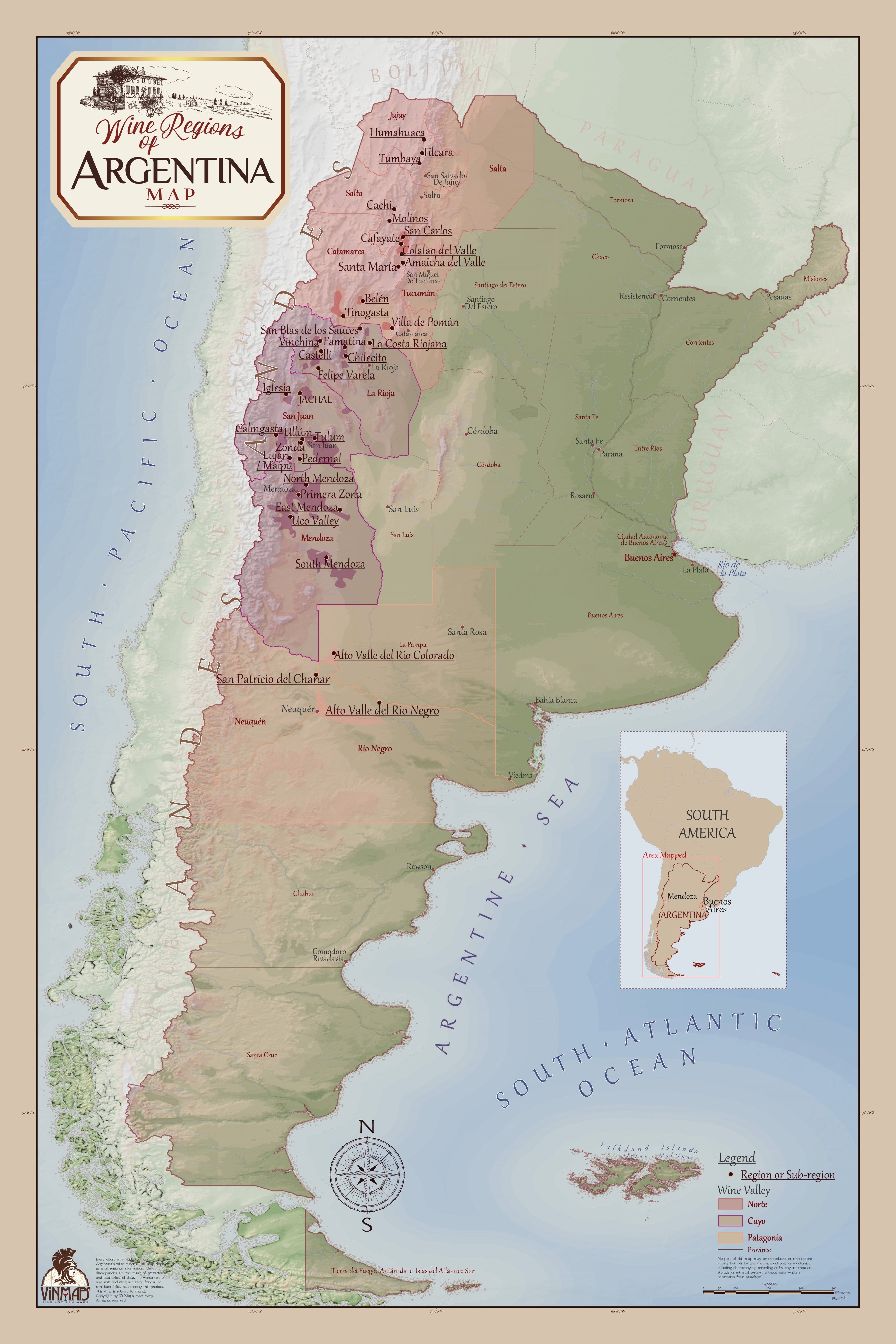 Vinmaps Wine Regions of Argentina Map