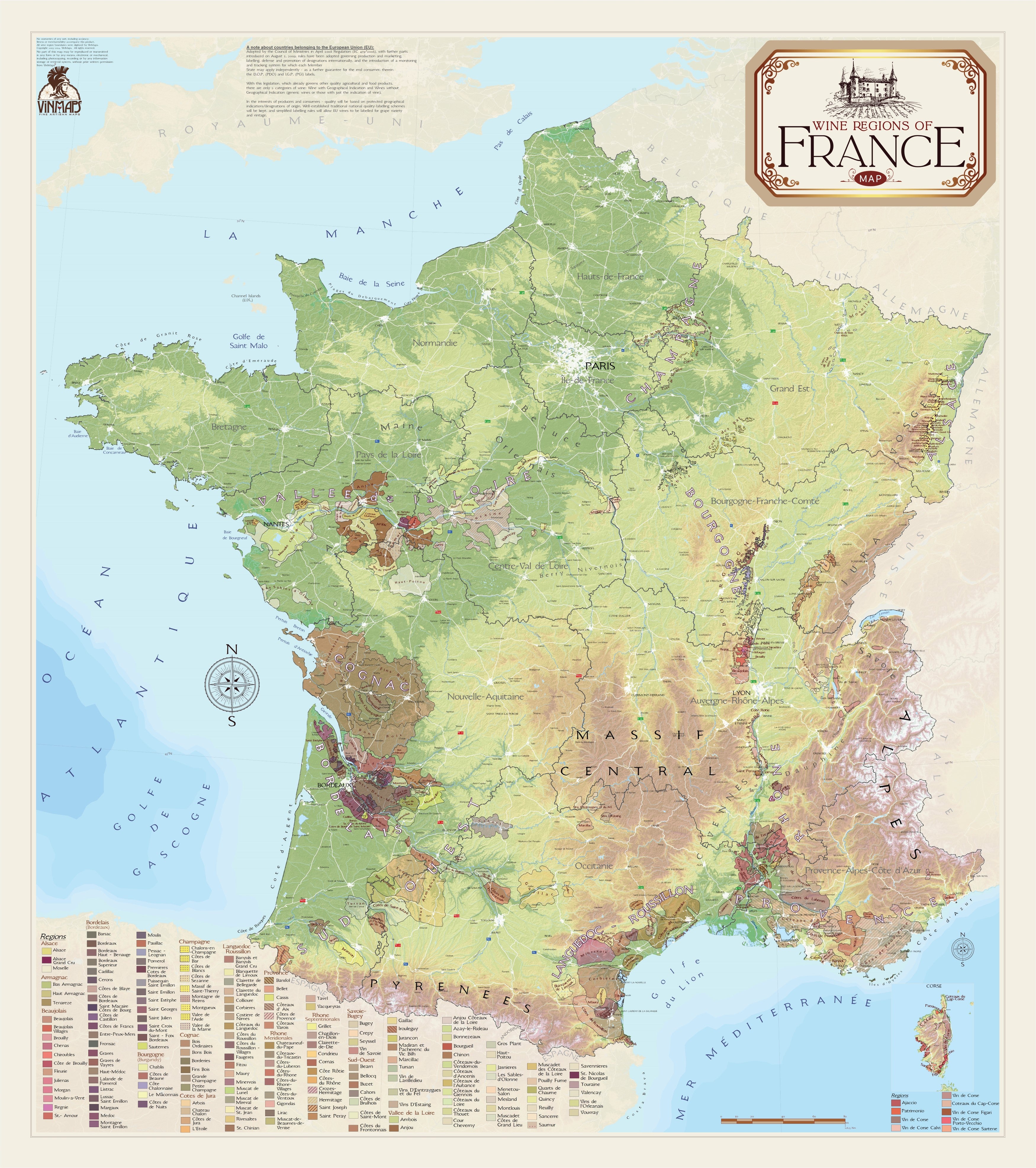 Vinmaps Wine Regions of France Map