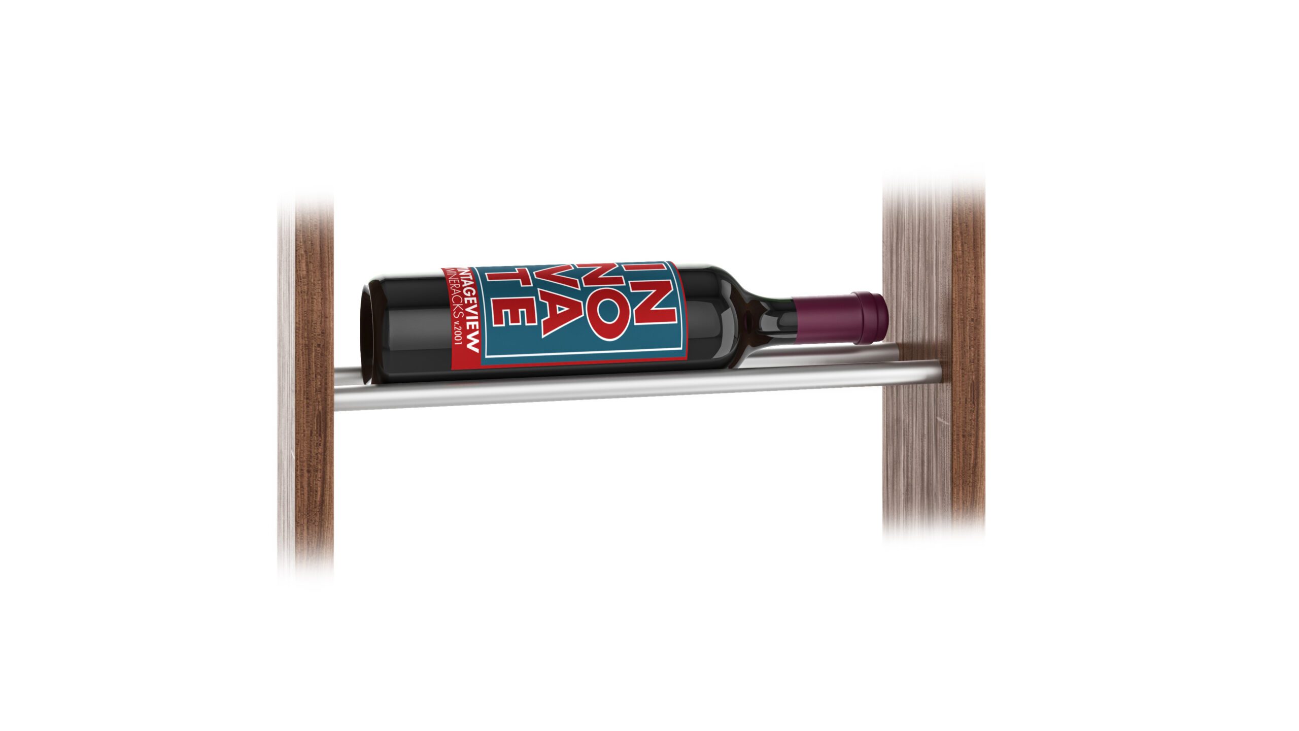 VintageView Evolution Wine Rods (metal wine rack supports) Single Bottle Depth Chrome