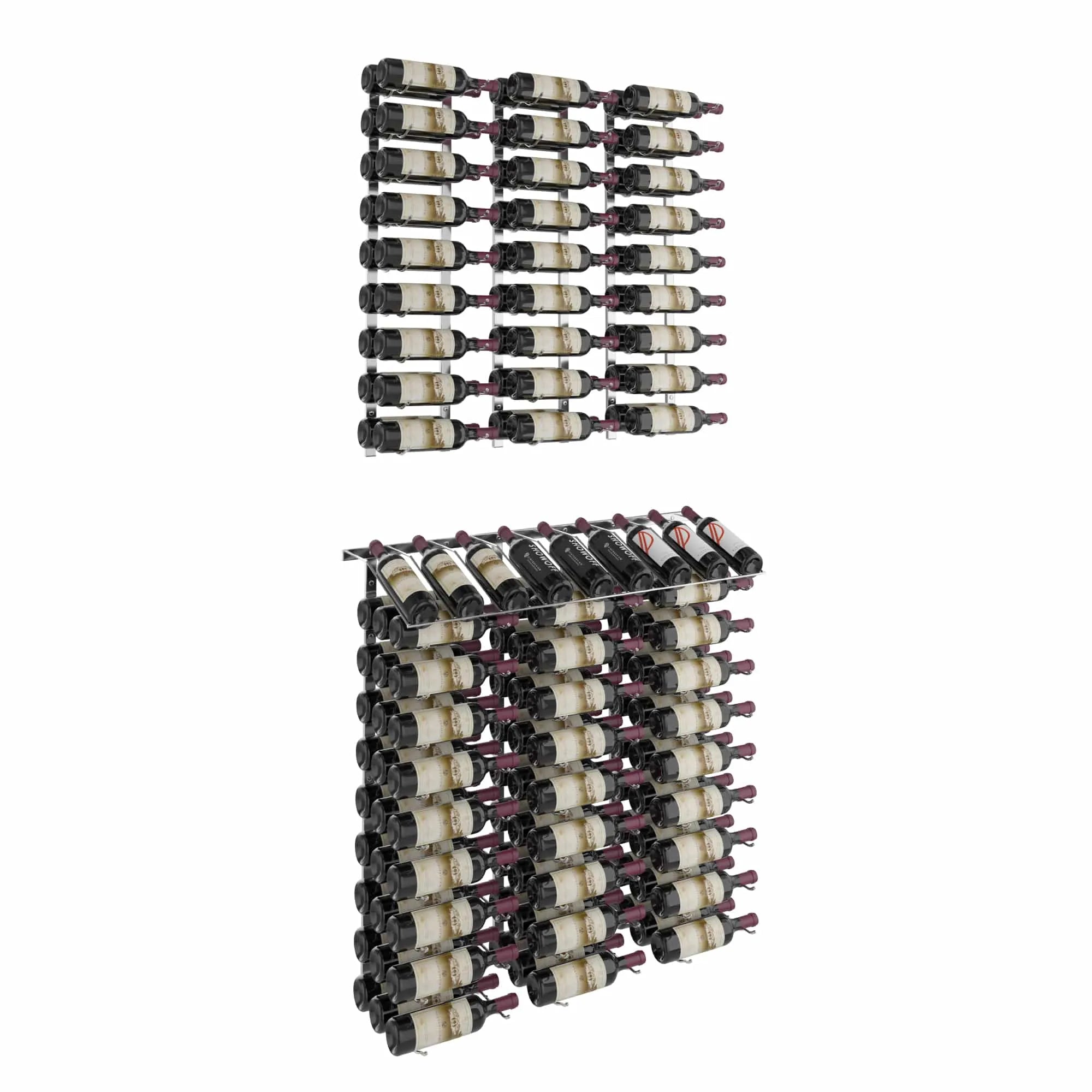 VintageView W Series Presentation Row Display (wall mounted metal wine rack kit) Chrome Luxe