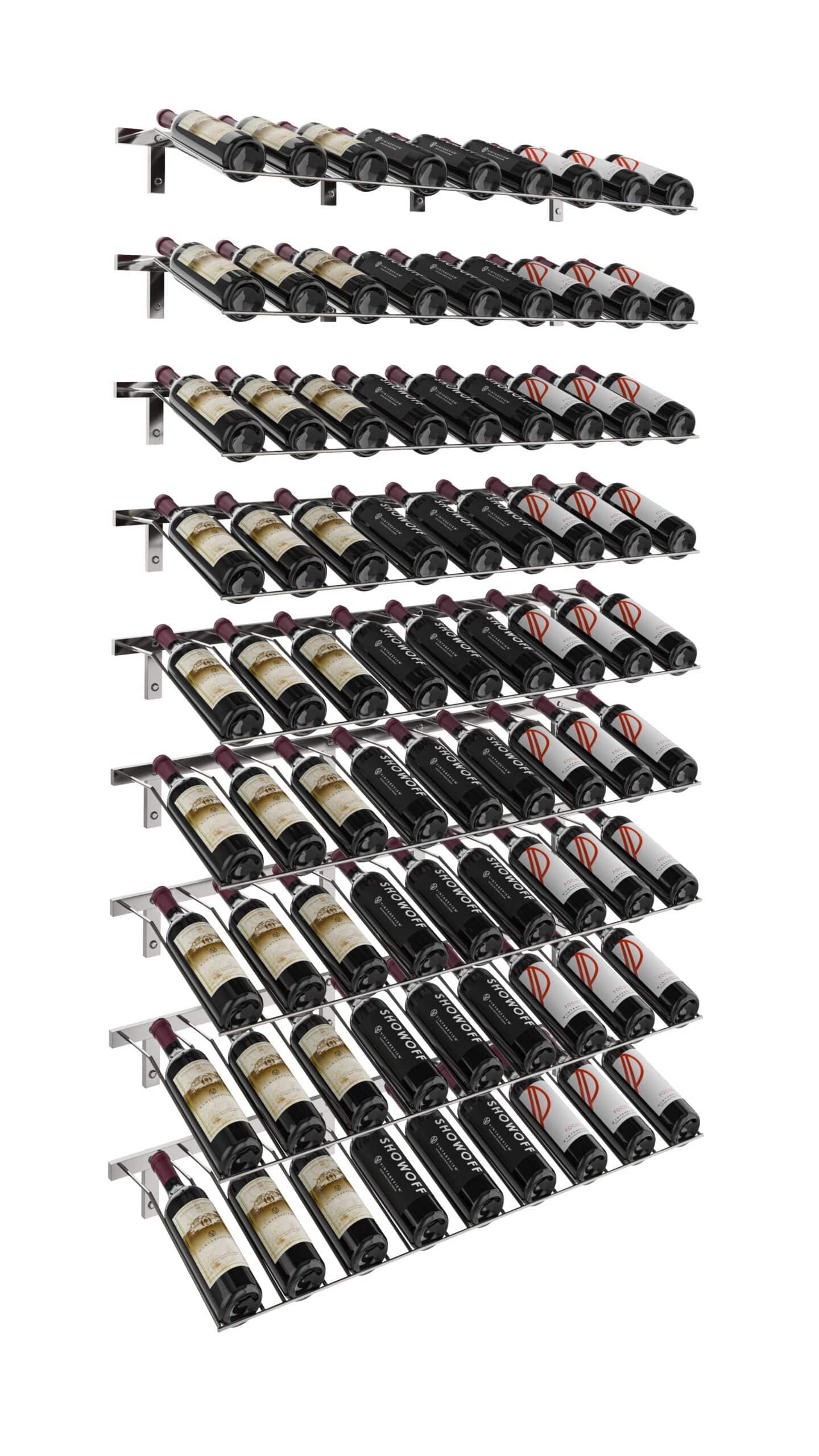 VintageView W Series Waterfall (wall mounted metal wine rack kit) Gun Metal 81 Bottles